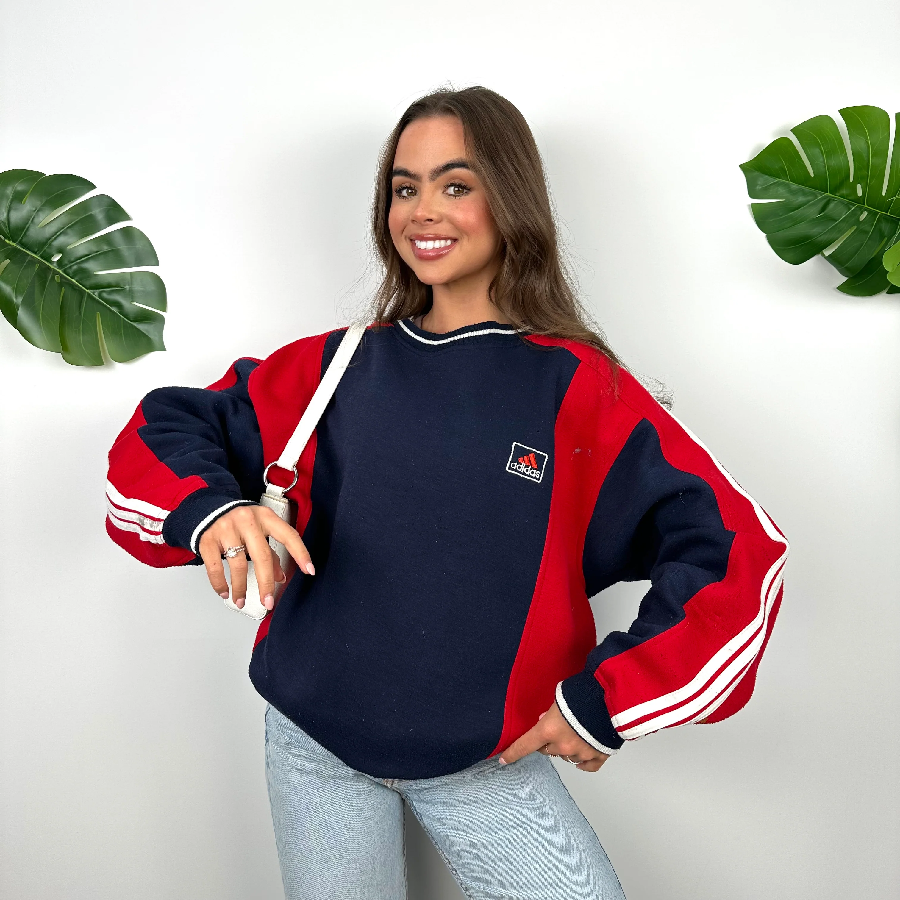 Adidas Navy and Red Embroidered Spell Out Sweatshirt (L) - Image 2