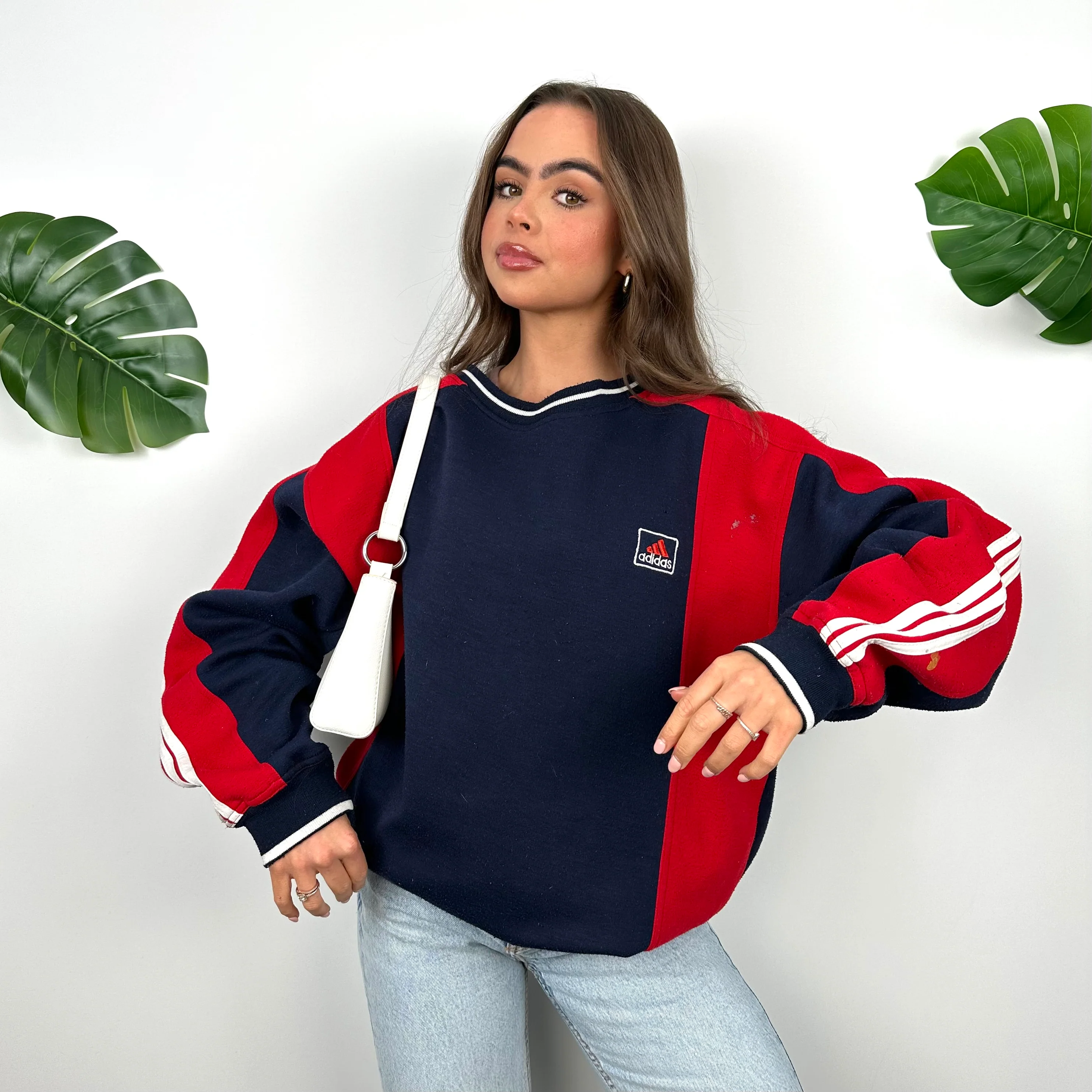 Adidas Navy and Red Embroidered Spell Out Sweatshirt (L) - Image 3
