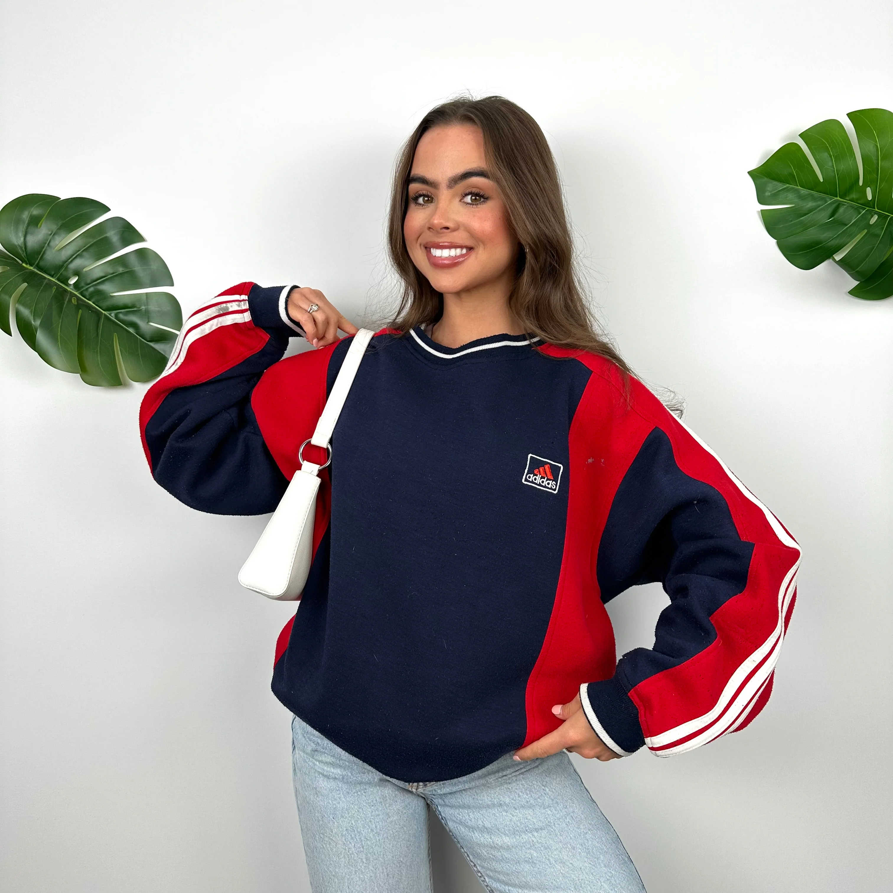 Adidas Navy and Red Embroidered Spell Out Sweatshirt (L) - Image 4