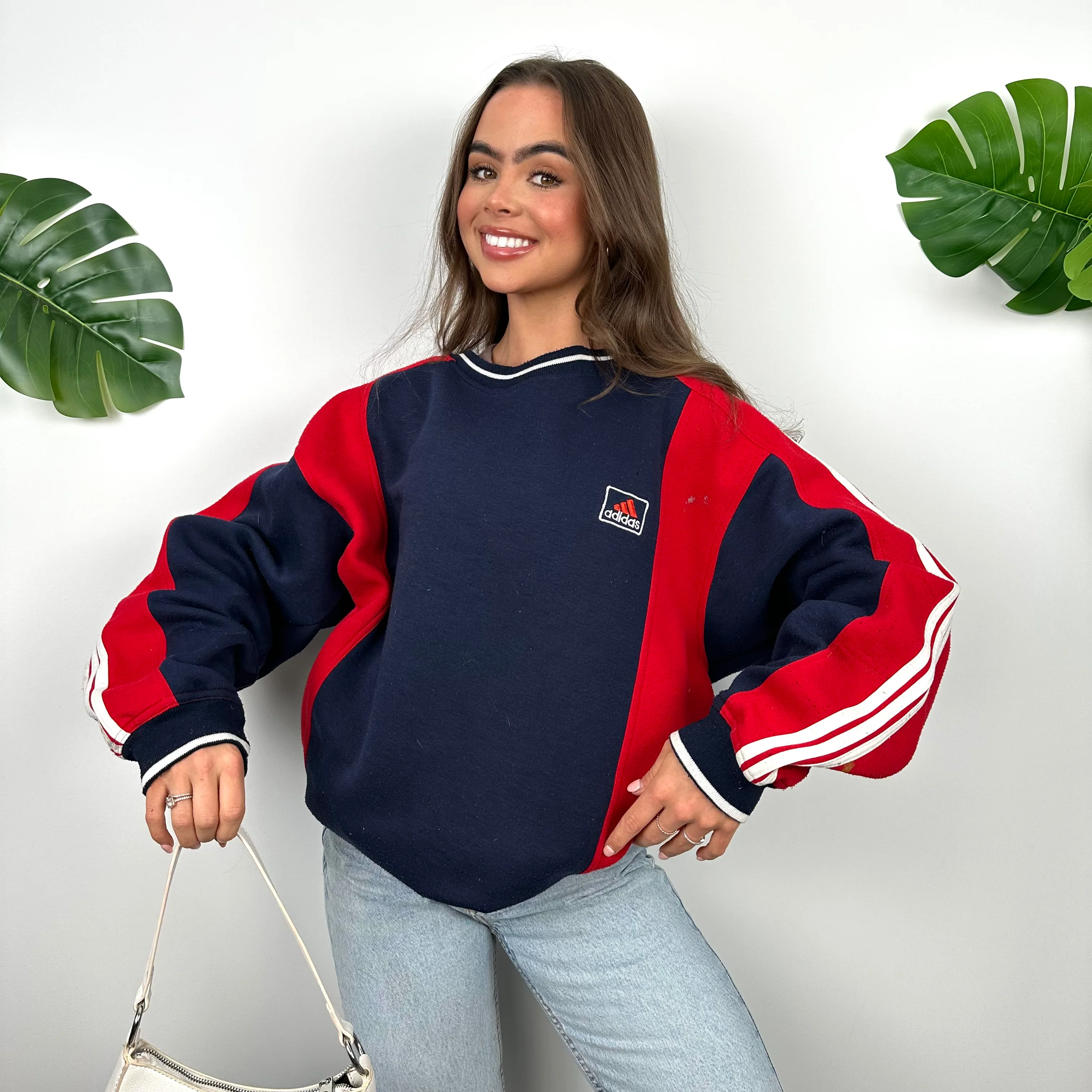 Adidas Navy and Red Embroidered Spell Out Sweatshirt (L) - Image 5