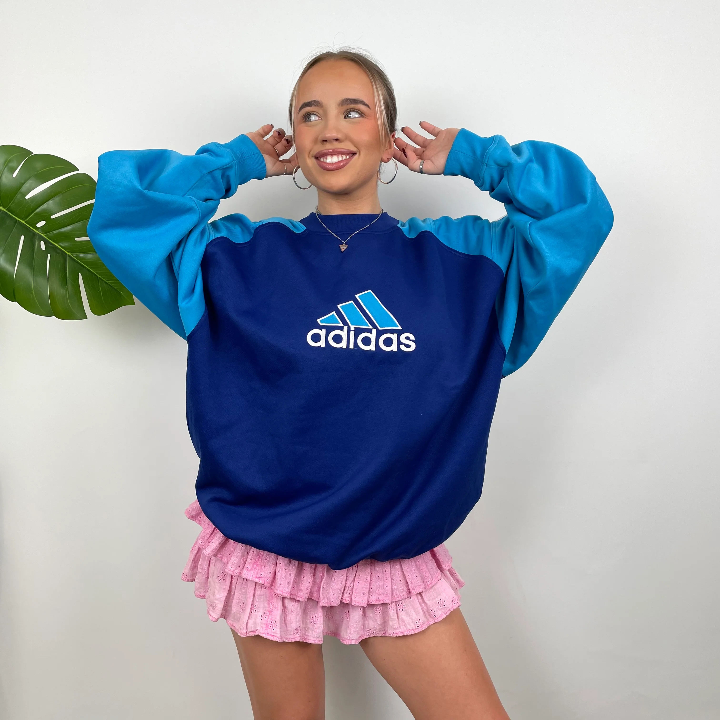 Adidas Navy Embroidered Spell Out Sweatshirt (L) - Image 2