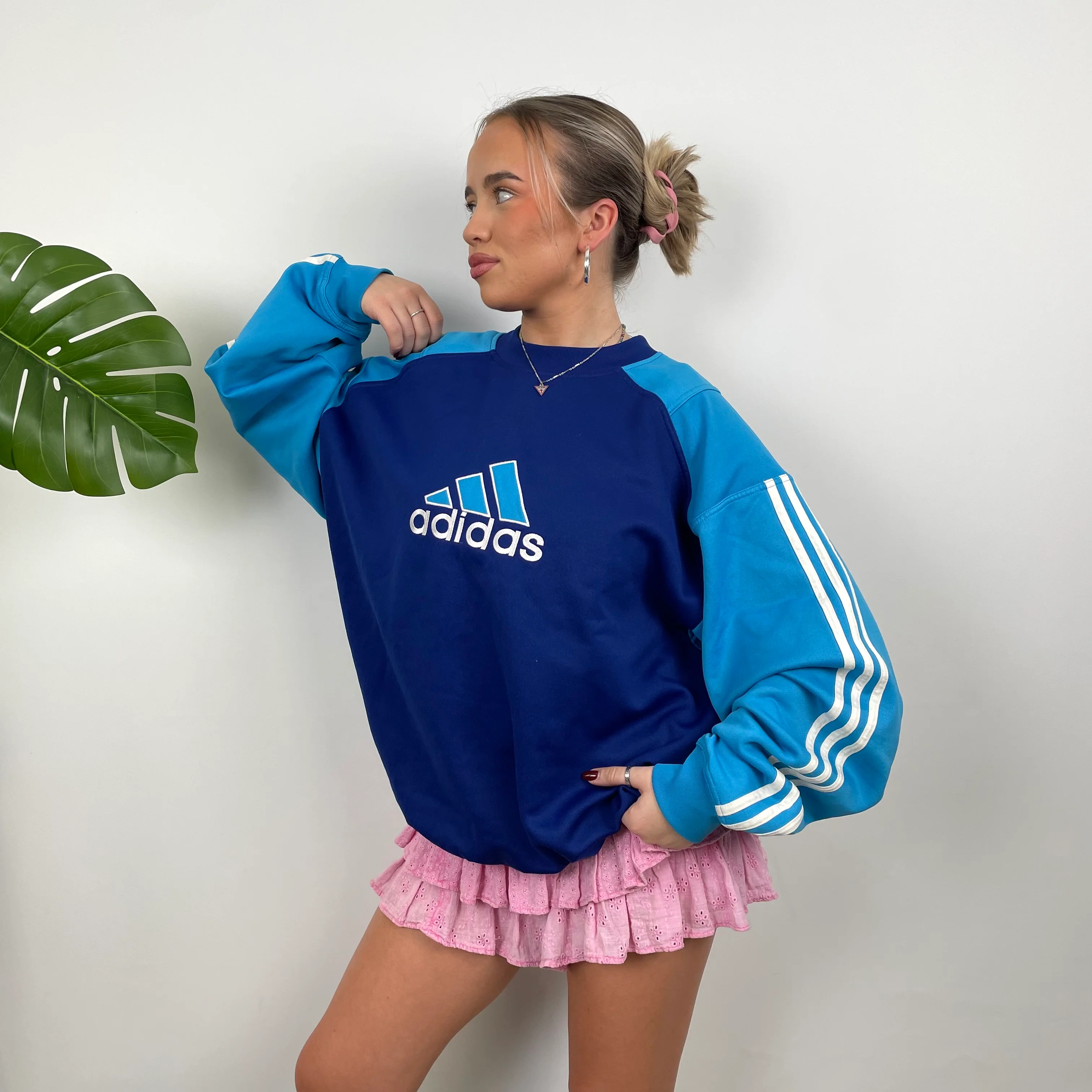 Adidas Navy Embroidered Spell Out Sweatshirt (L) - Image 3