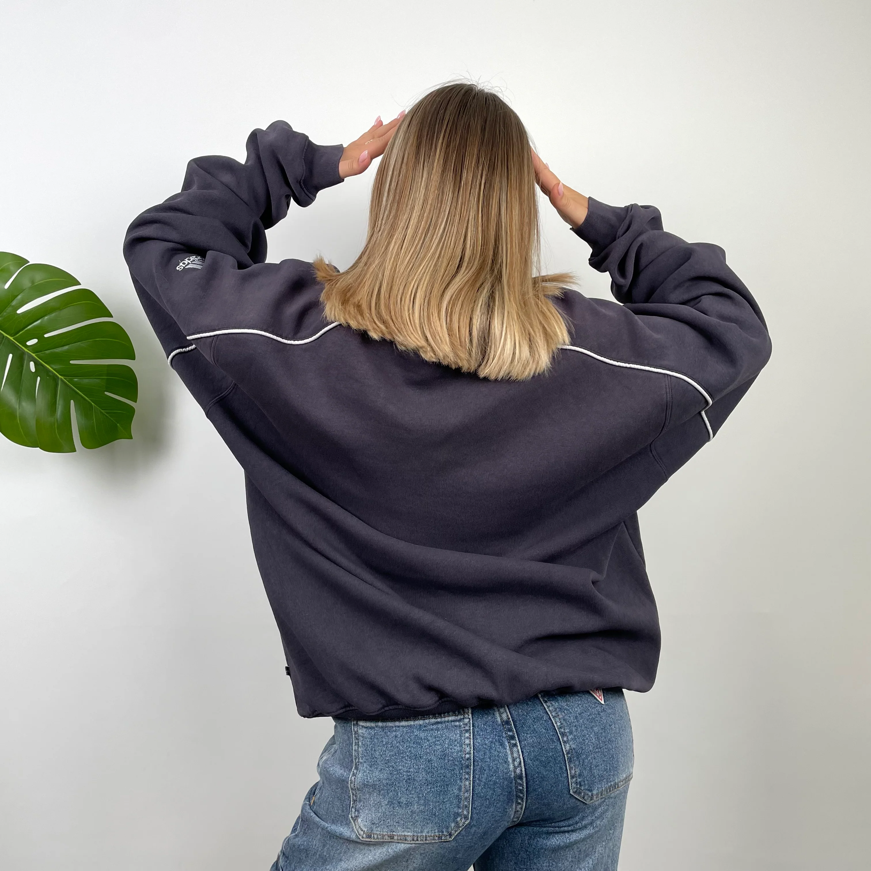 Adidas Navy Embroidered Spell Out Sweatshirt (L) - Image 3