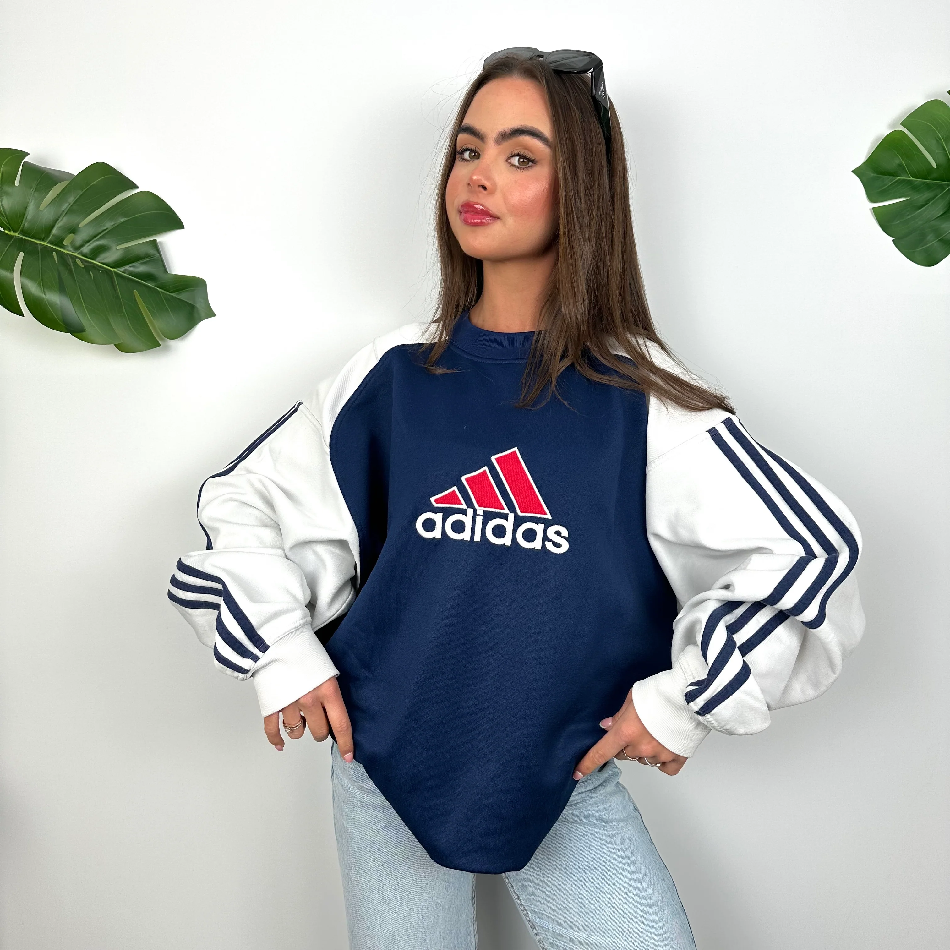 Adidas Navy Embroidered Spell Out Sweatshirt (L) - Image 5