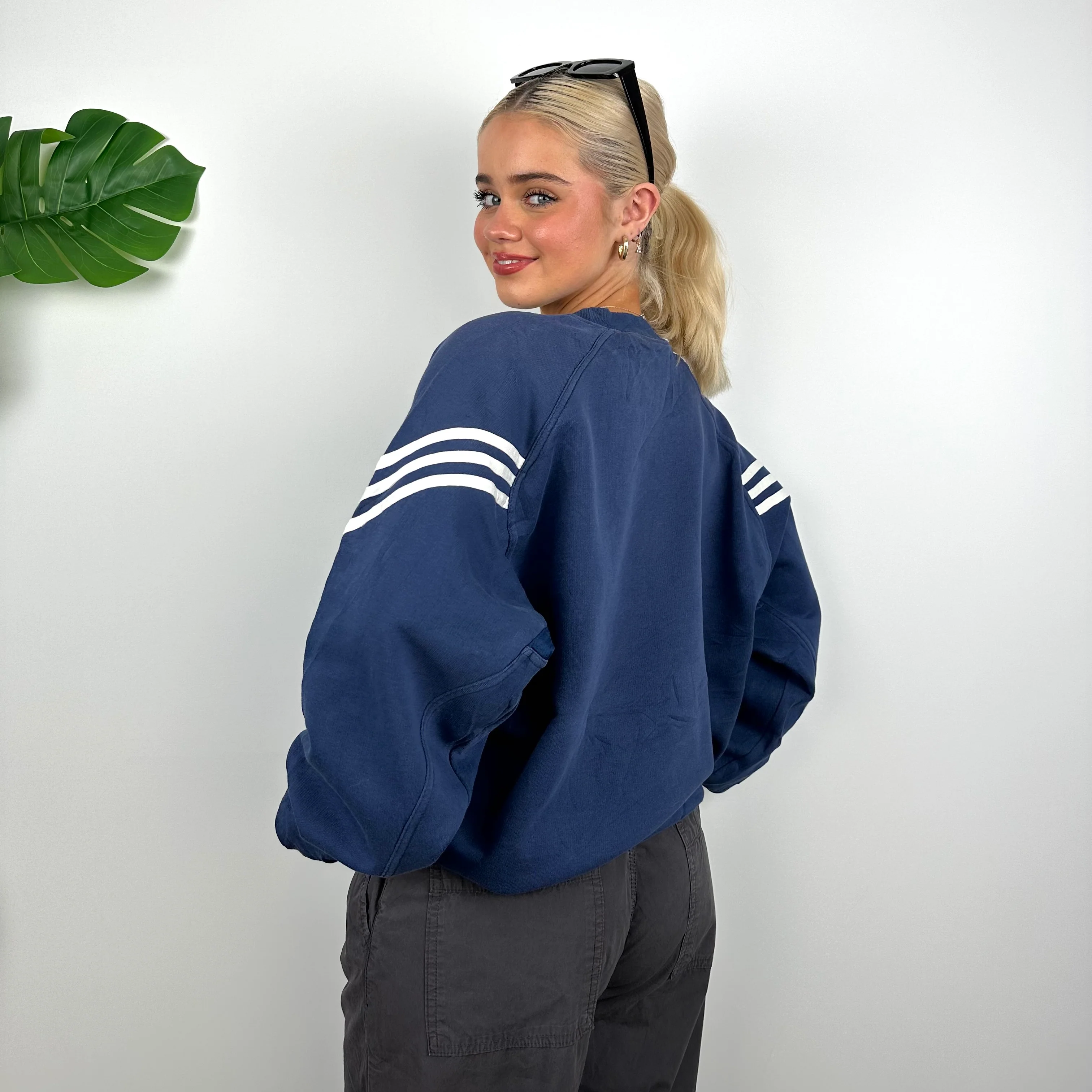 Adidas Navy Embroidered Spell Out Sweatshirt (M) - Image 7
