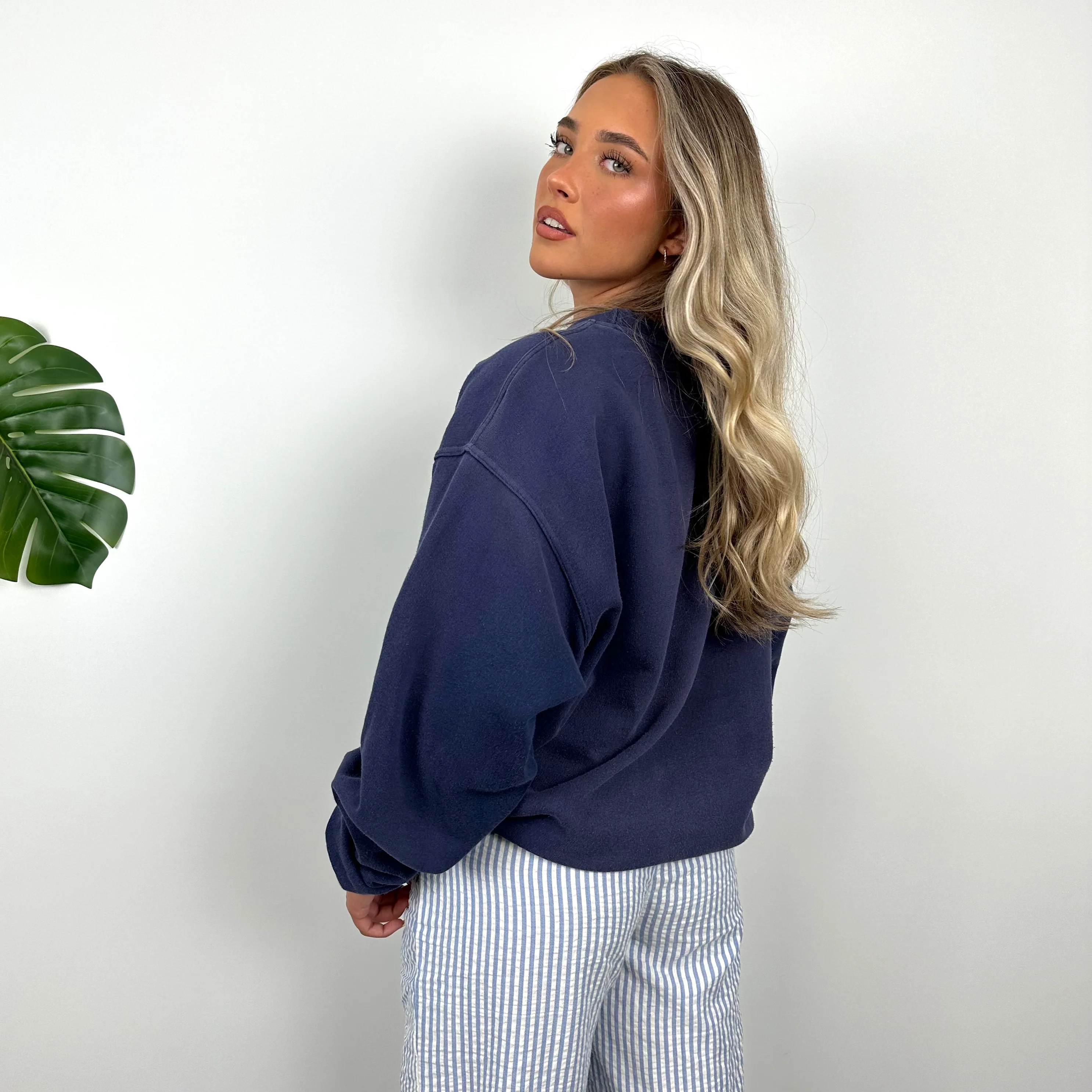Adidas Navy Embroidered Spell Out Sweatshirt (M) - Image 4