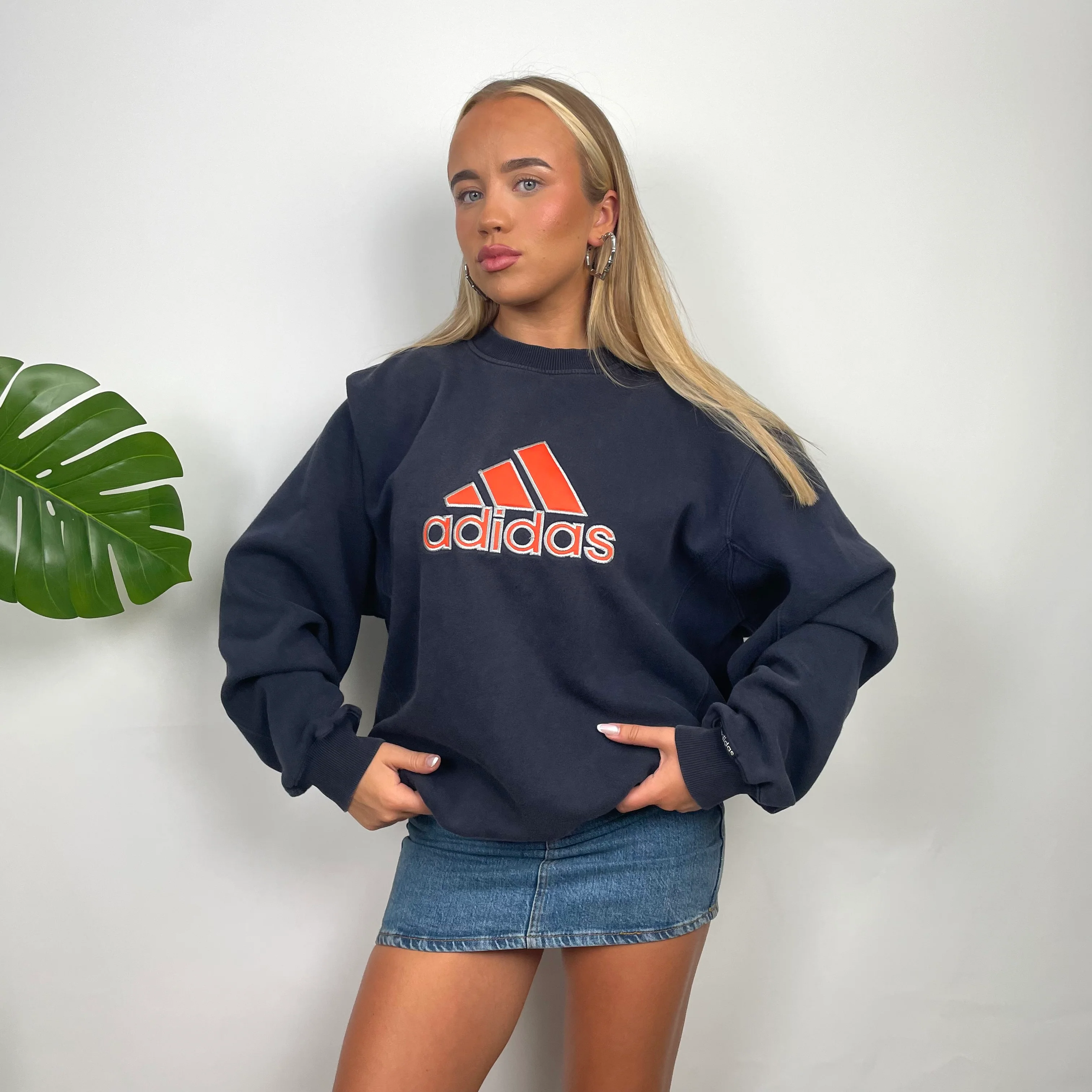 Adidas Navy Embroidered Spell Out Sweatshirt (L) - Image 2