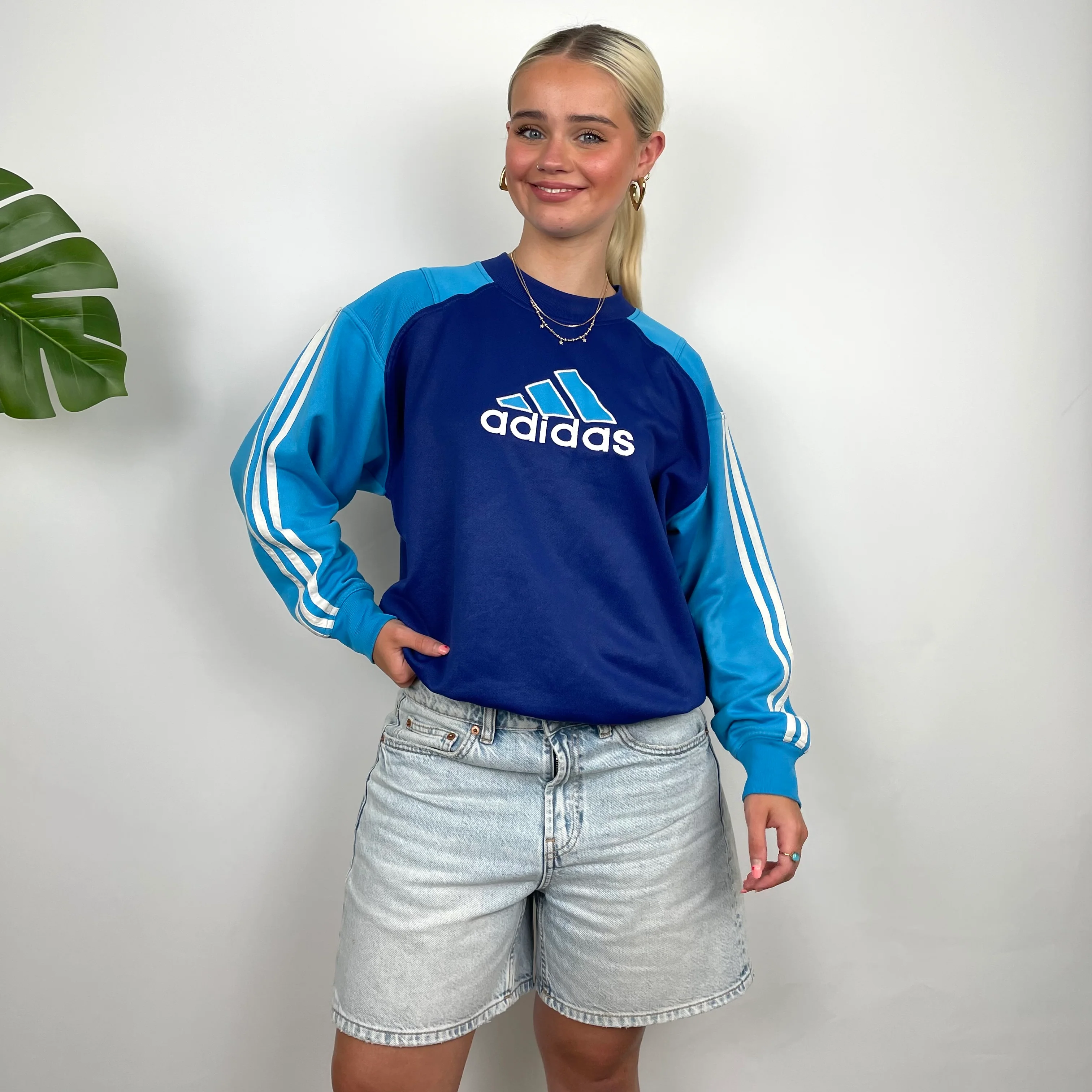 Adidas Navy Embroidered Spell Out Sweatshirt (S) - Image 2