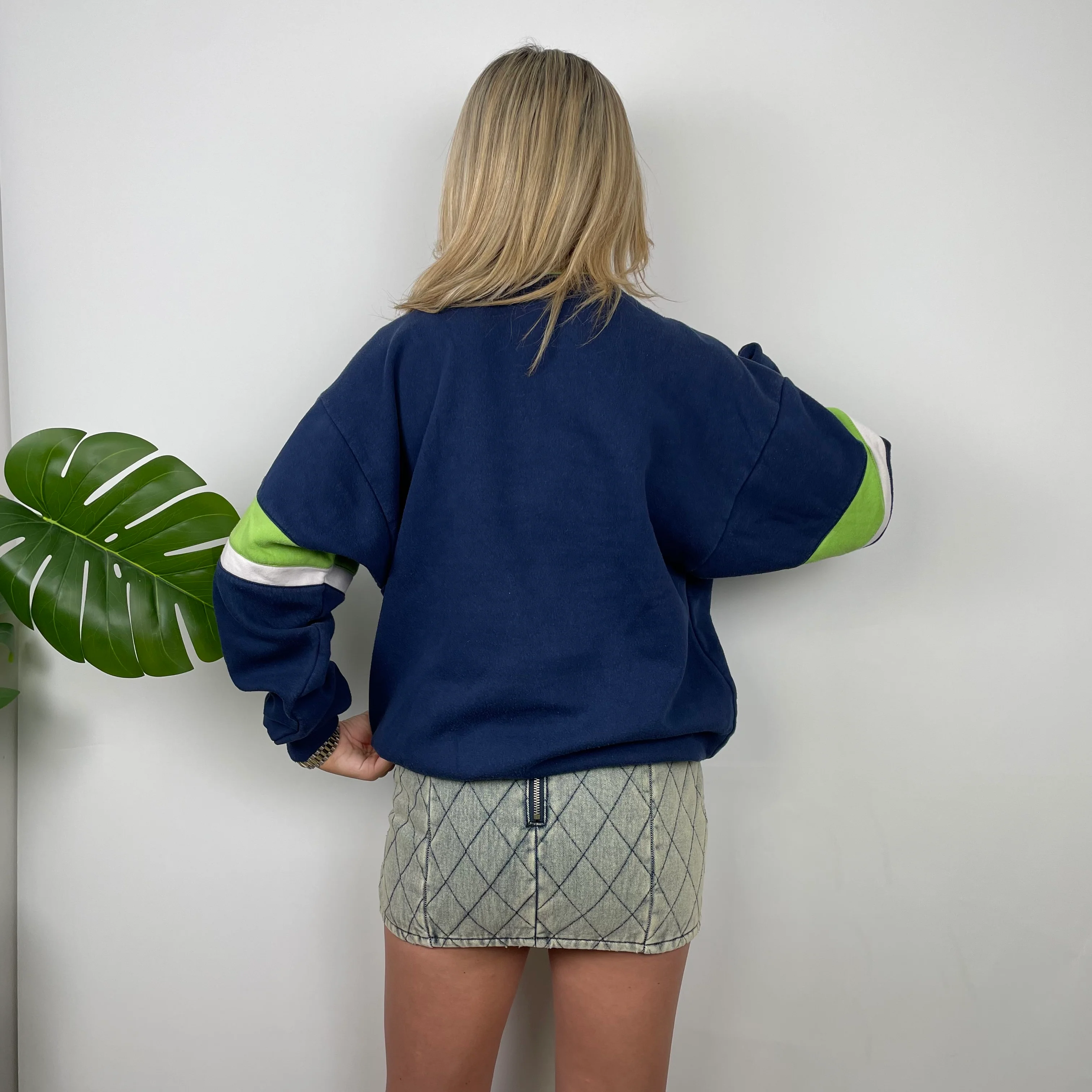 Adidas Navy Embroidered Spell Out Sweatshirt (M) - Image 6