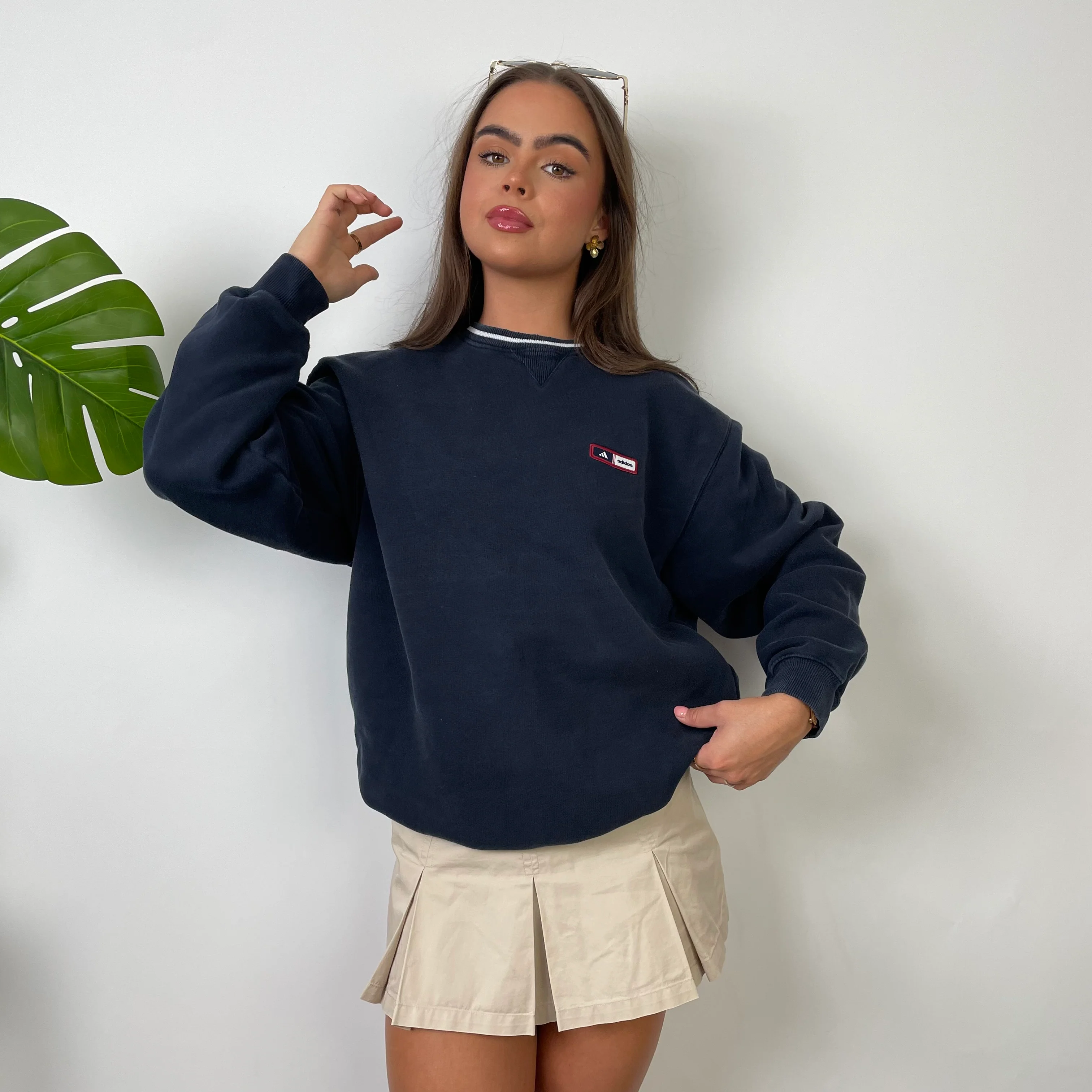 Adidas Navy Embroidered Spell Out Sweatshirt (M) - Image 2