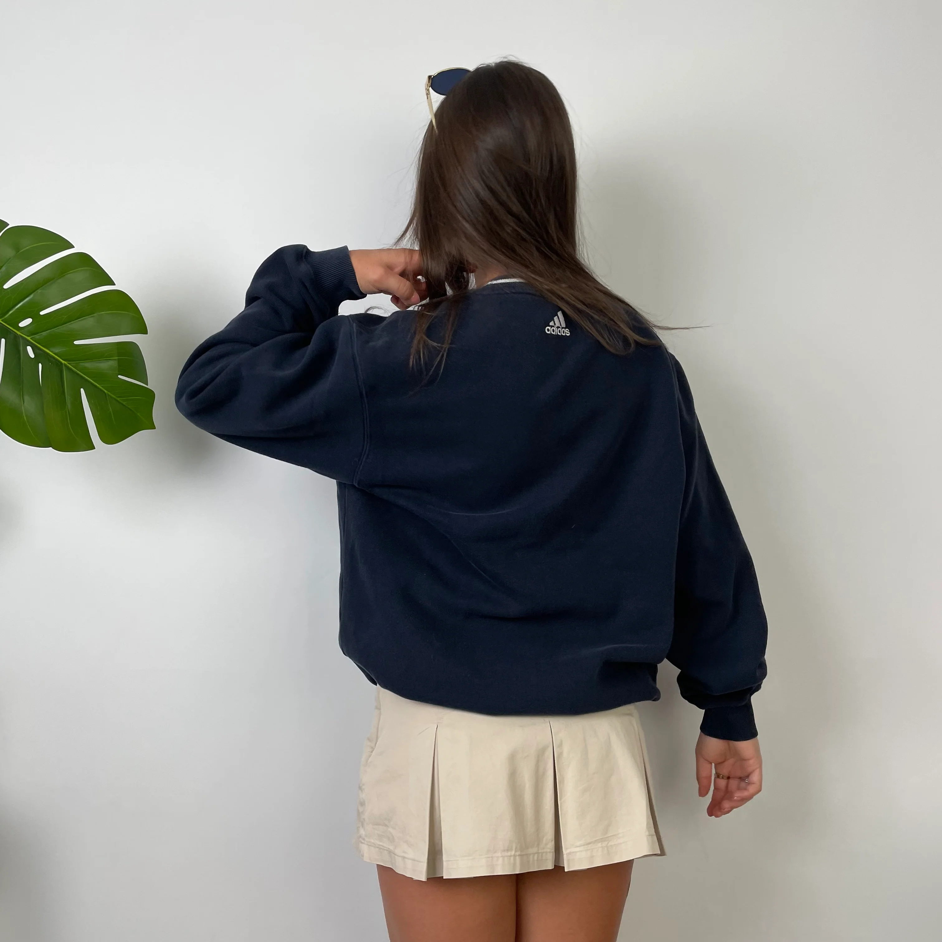 Adidas Navy Embroidered Spell Out Sweatshirt (M) - Image 3