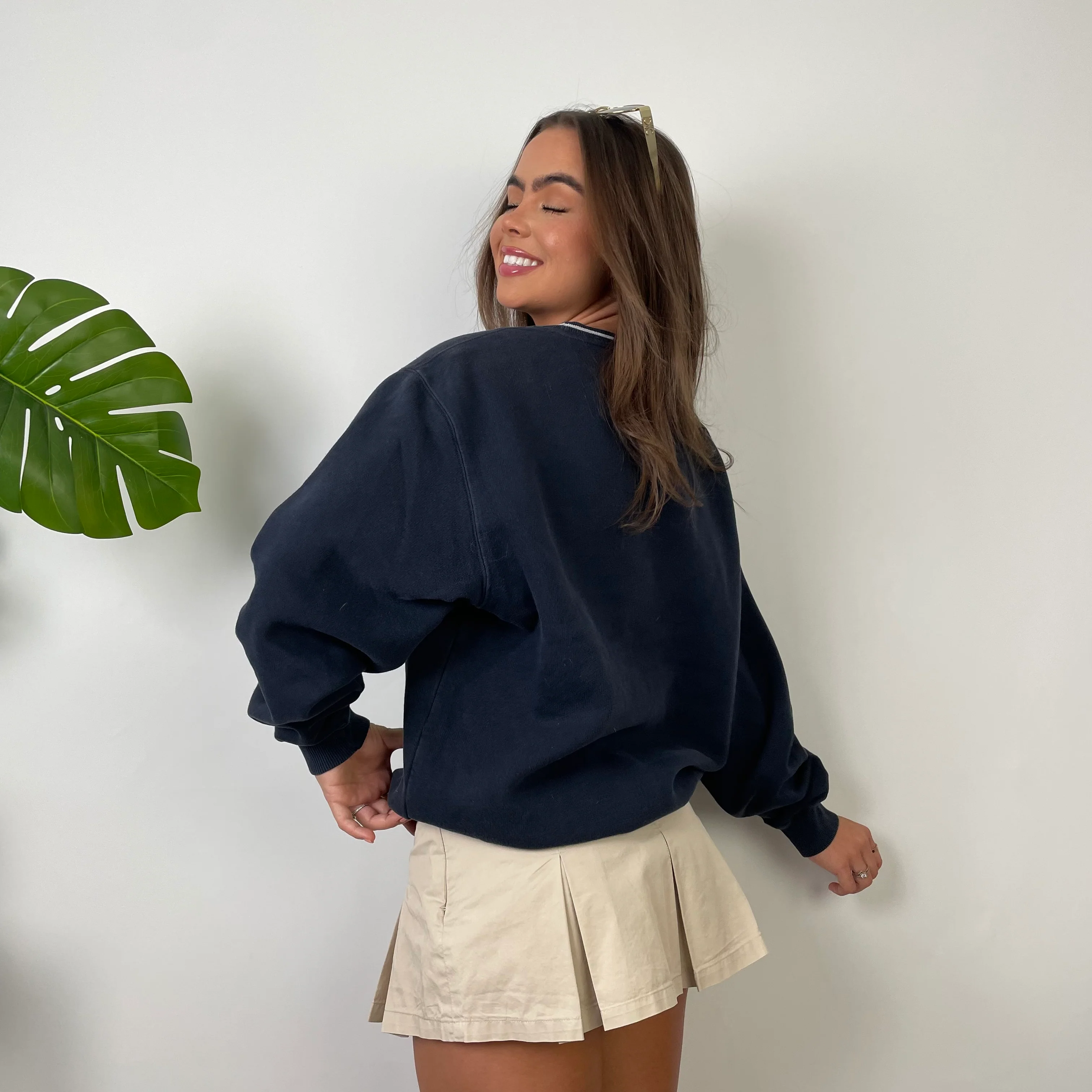 Adidas Navy Embroidered Spell Out Sweatshirt (M) - Image 4