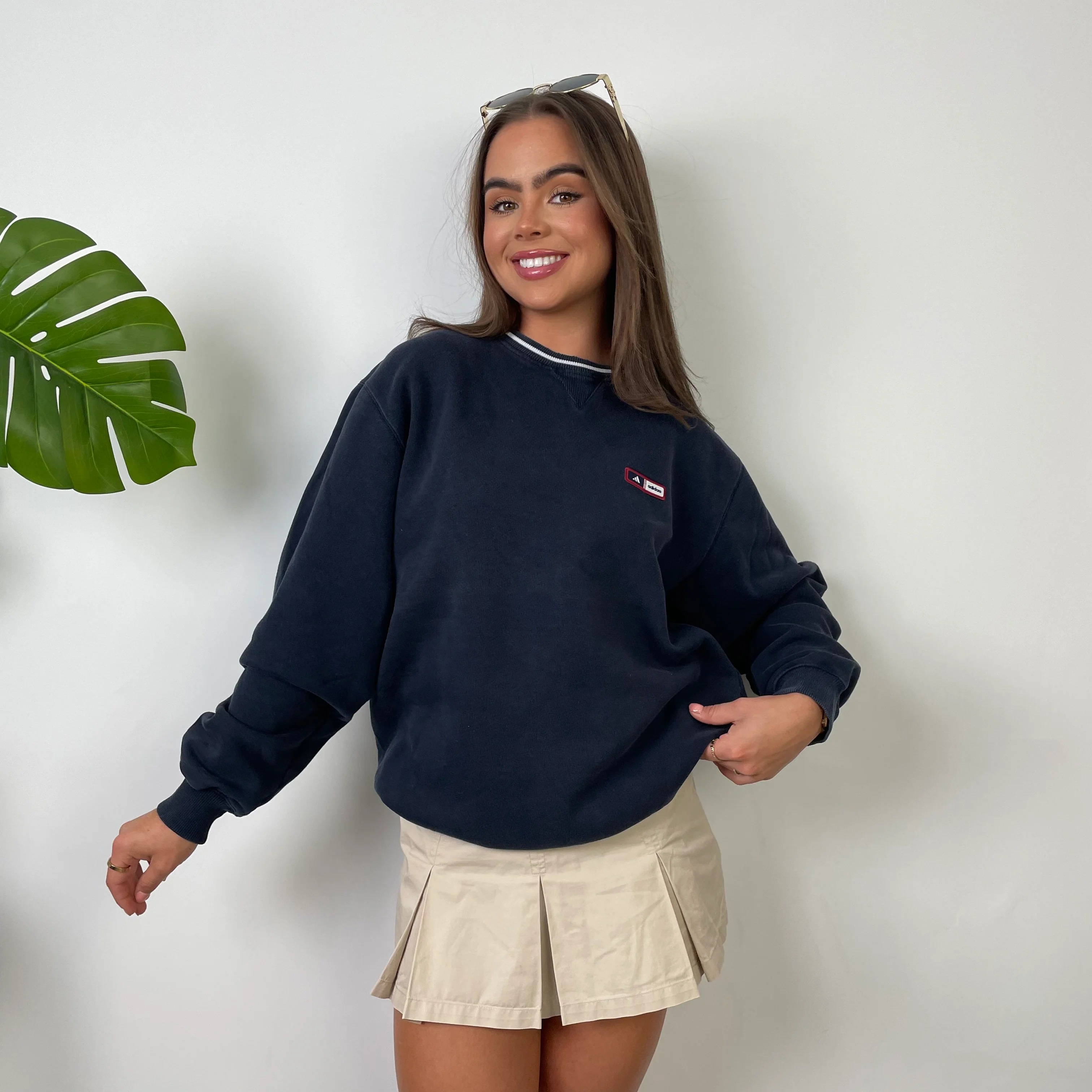 Adidas Navy Embroidered Spell Out Sweatshirt (M) - Image 5