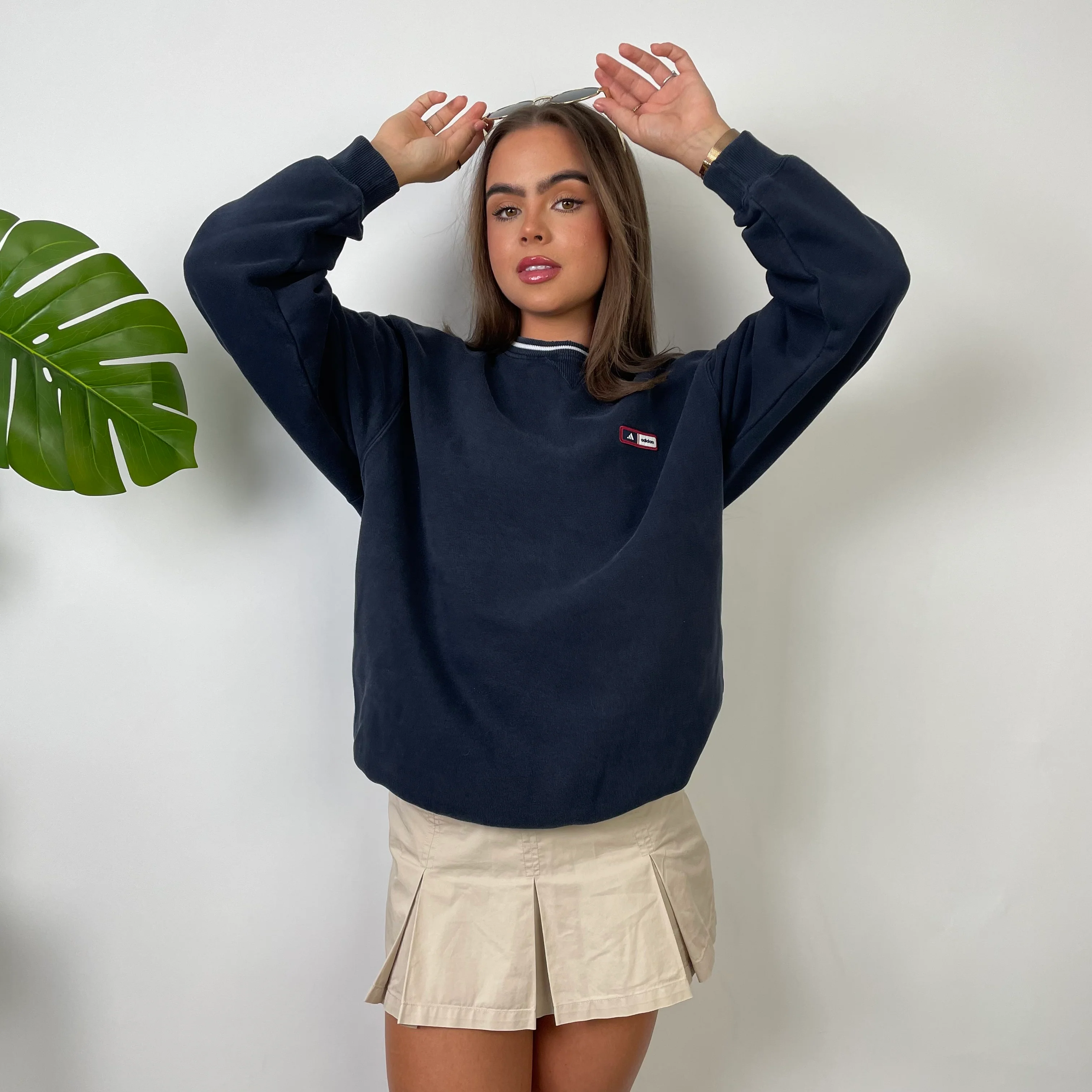 Adidas Navy Embroidered Spell Out Sweatshirt (M) - Image 6