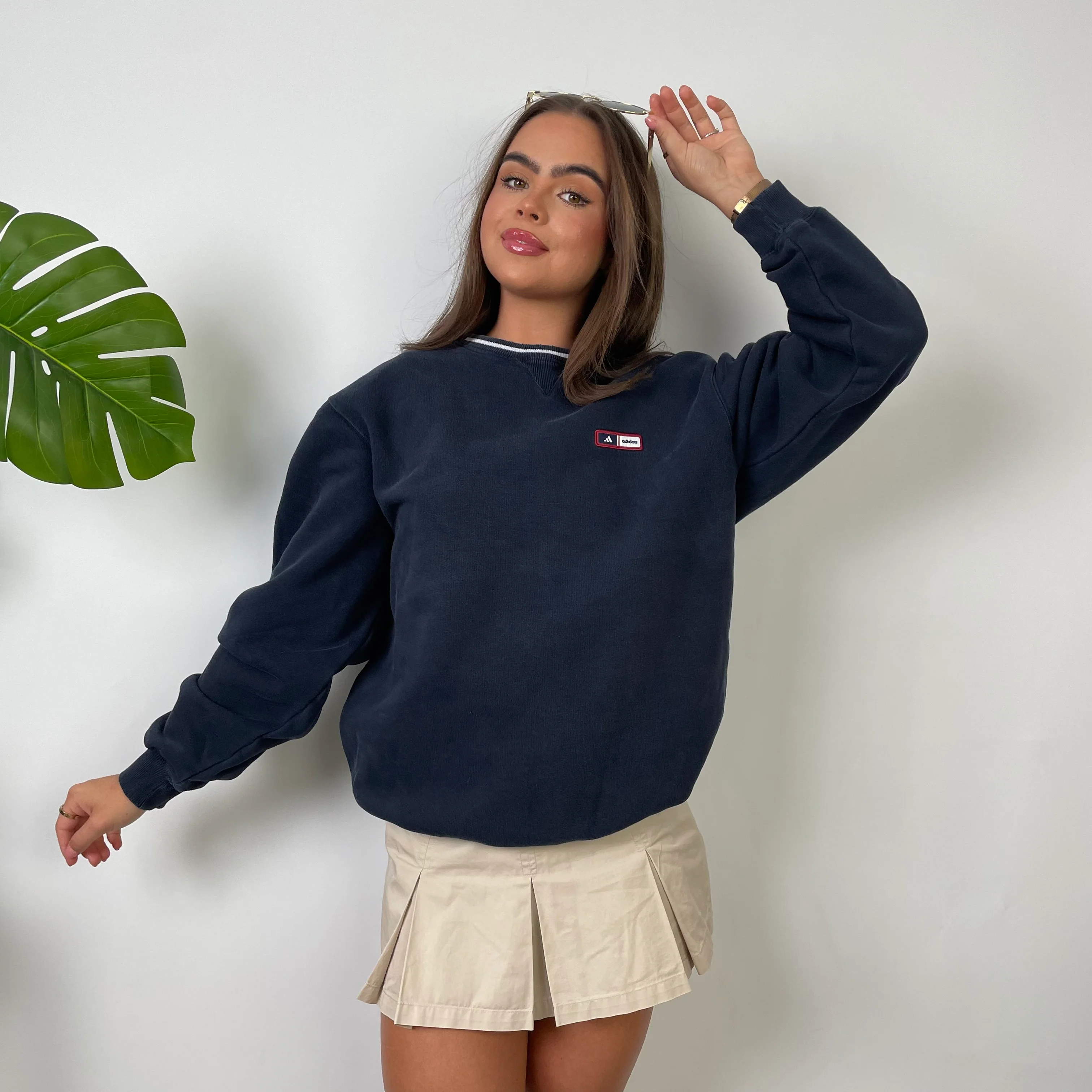 Adidas Navy Embroidered Spell Out Sweatshirt (M) - Image 7