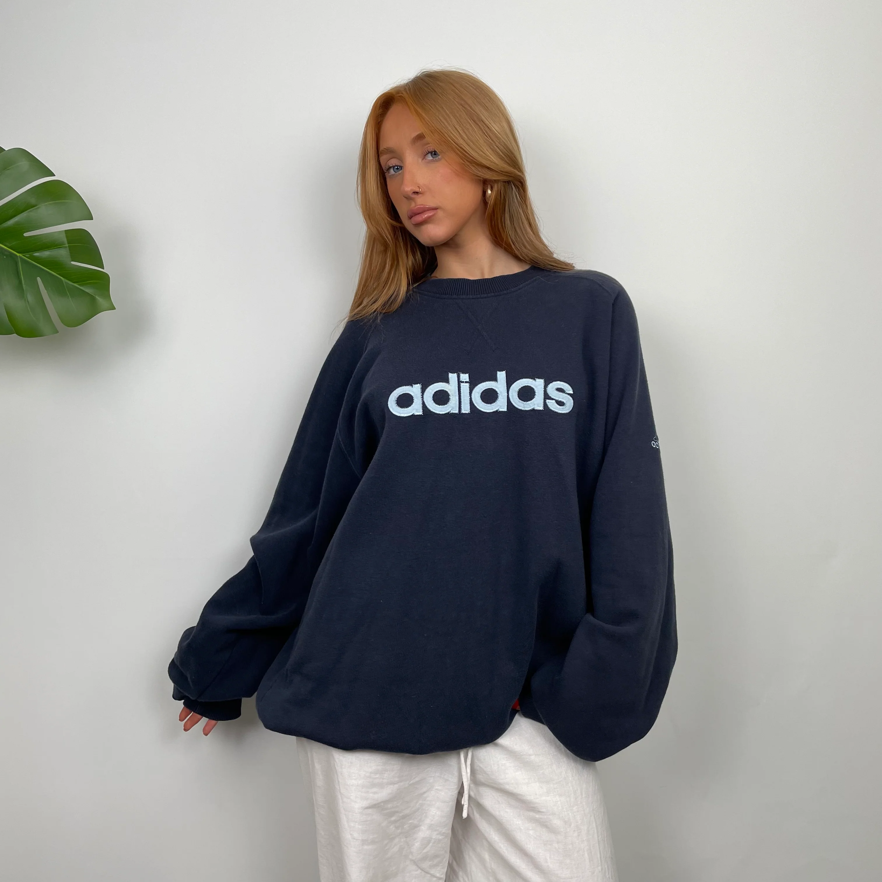 Adidas Navy Embroidered Spell Out Sweatshirt (XL) - Image 6