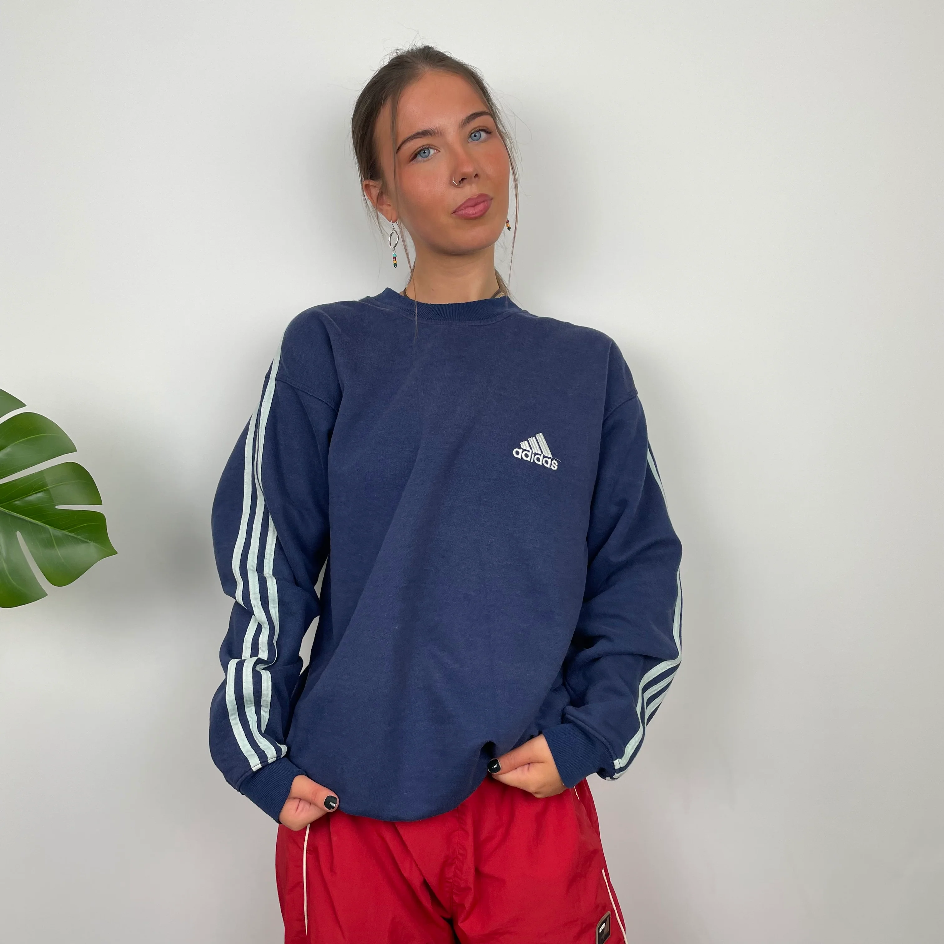 Adidas Navy Embroidered Spell Out Sweatshirt (L) - Image 2