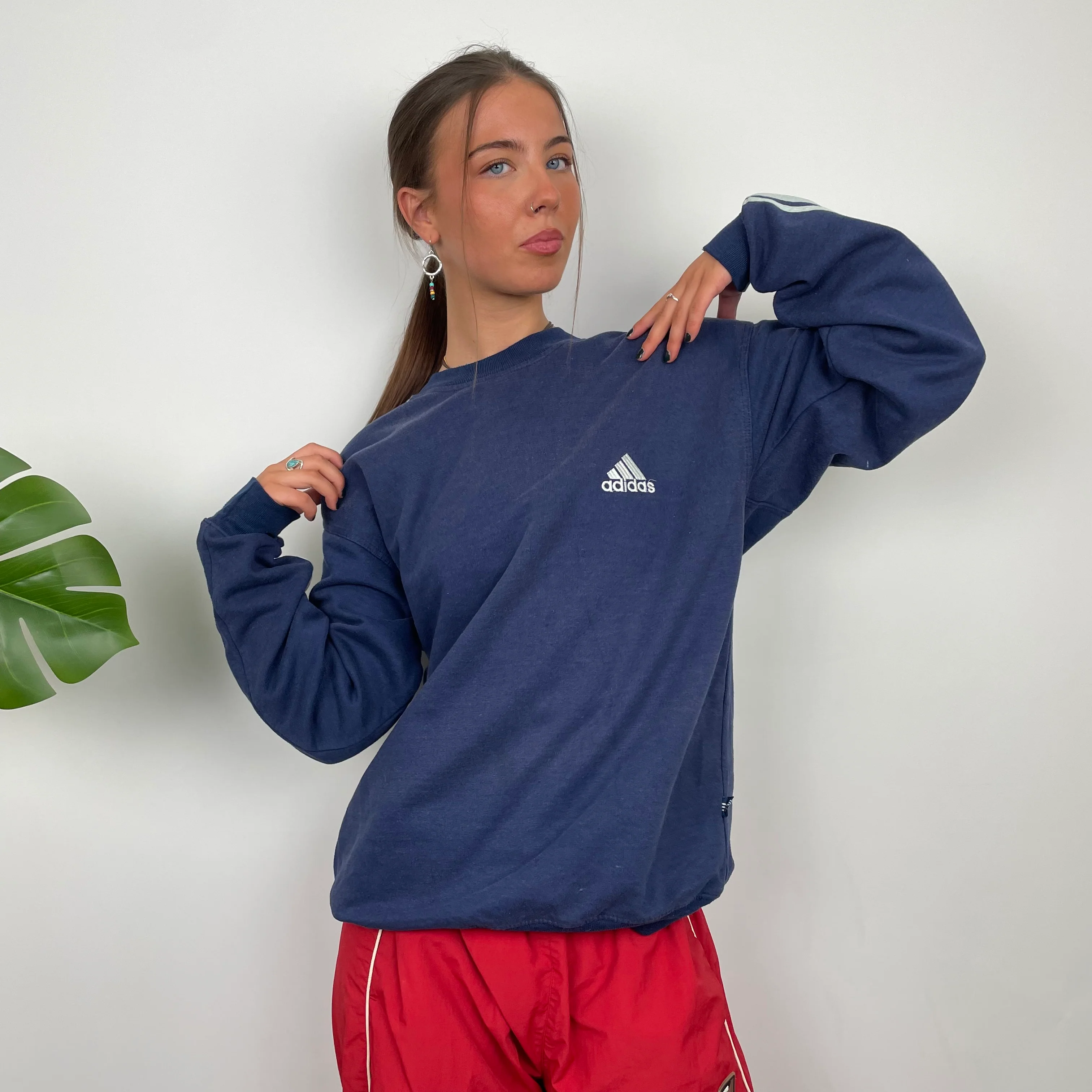 Adidas Navy Embroidered Spell Out Sweatshirt (L) - Image 3