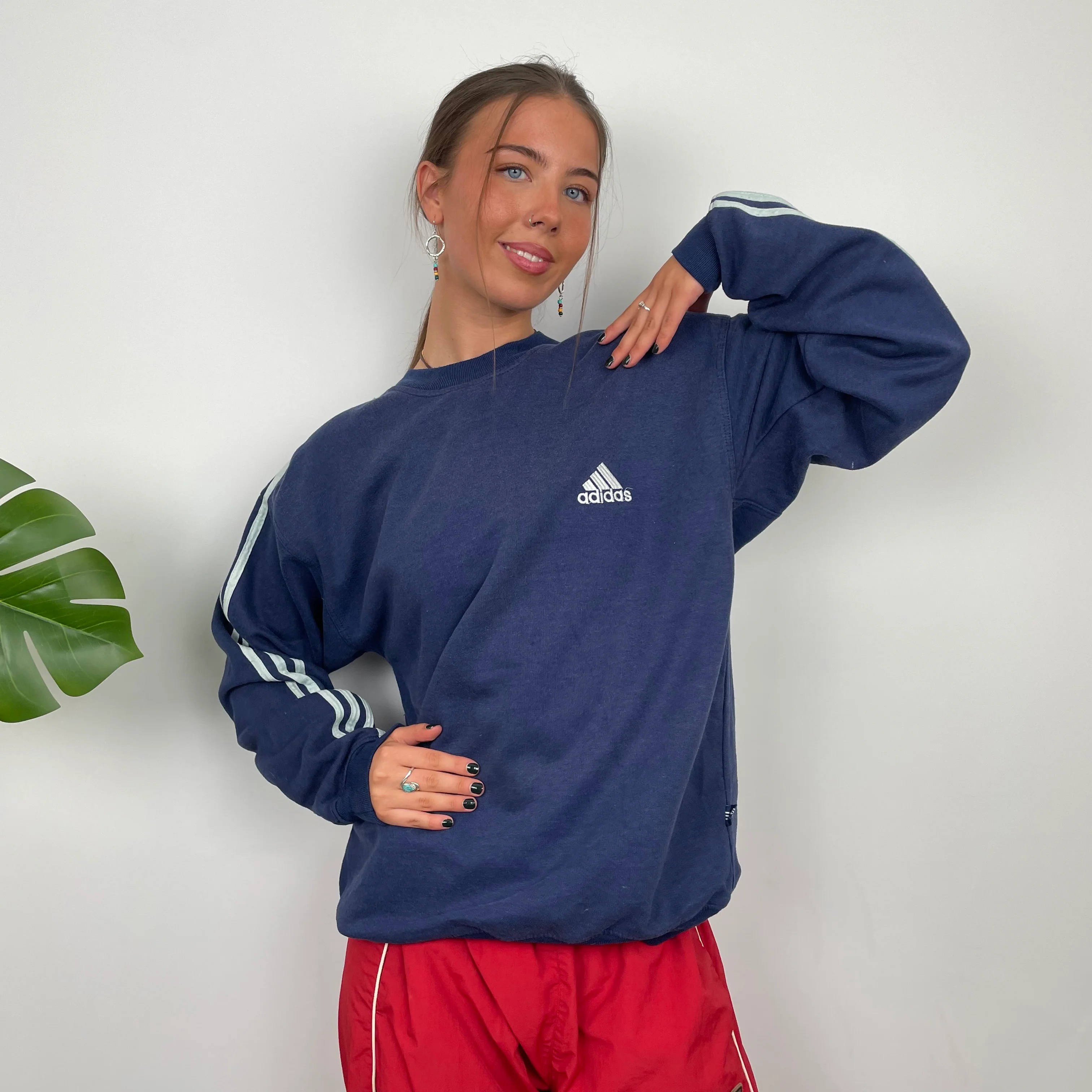 Adidas Navy Embroidered Spell Out Sweatshirt (L) - Image 4