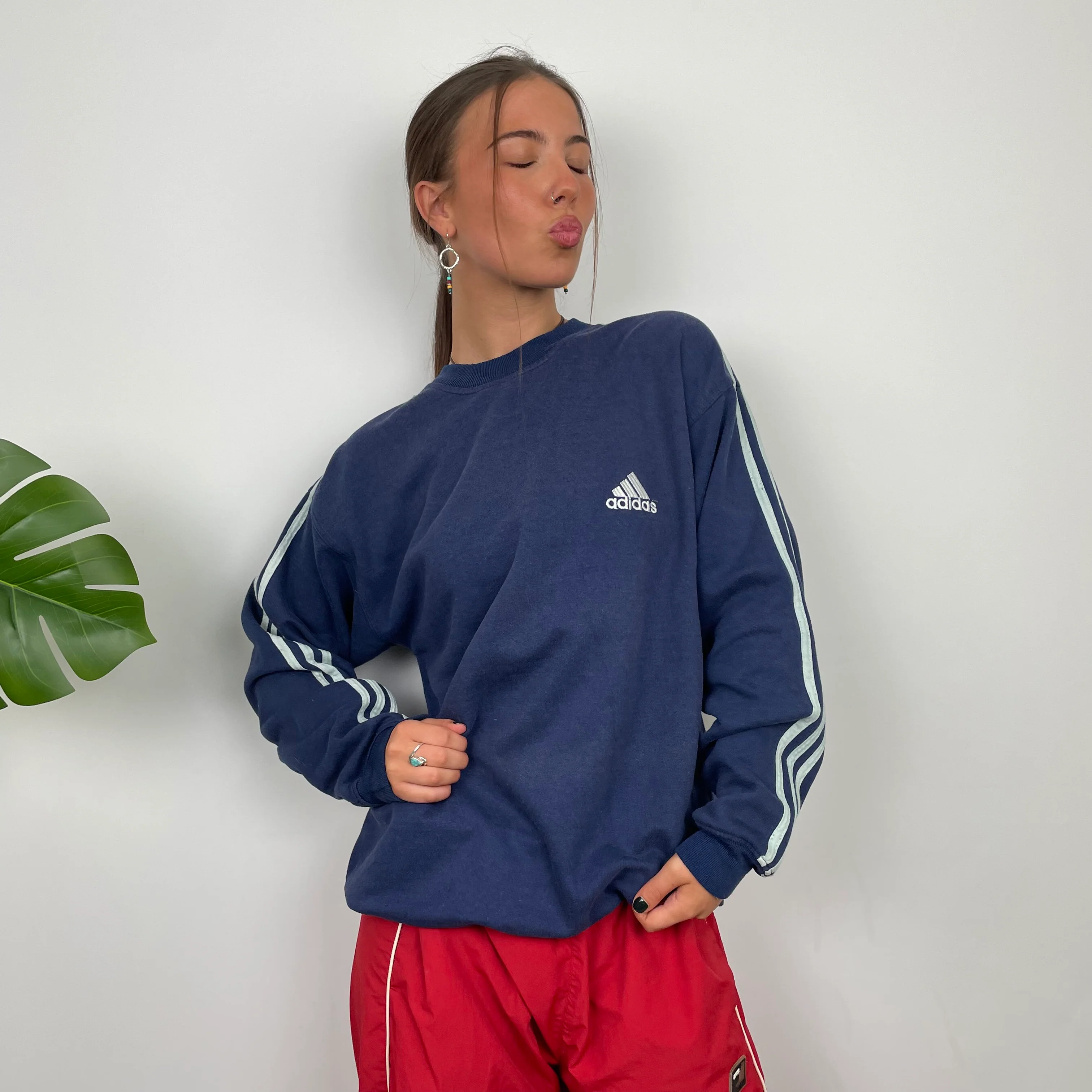 Adidas Navy Embroidered Spell Out Sweatshirt (L) - Image 5