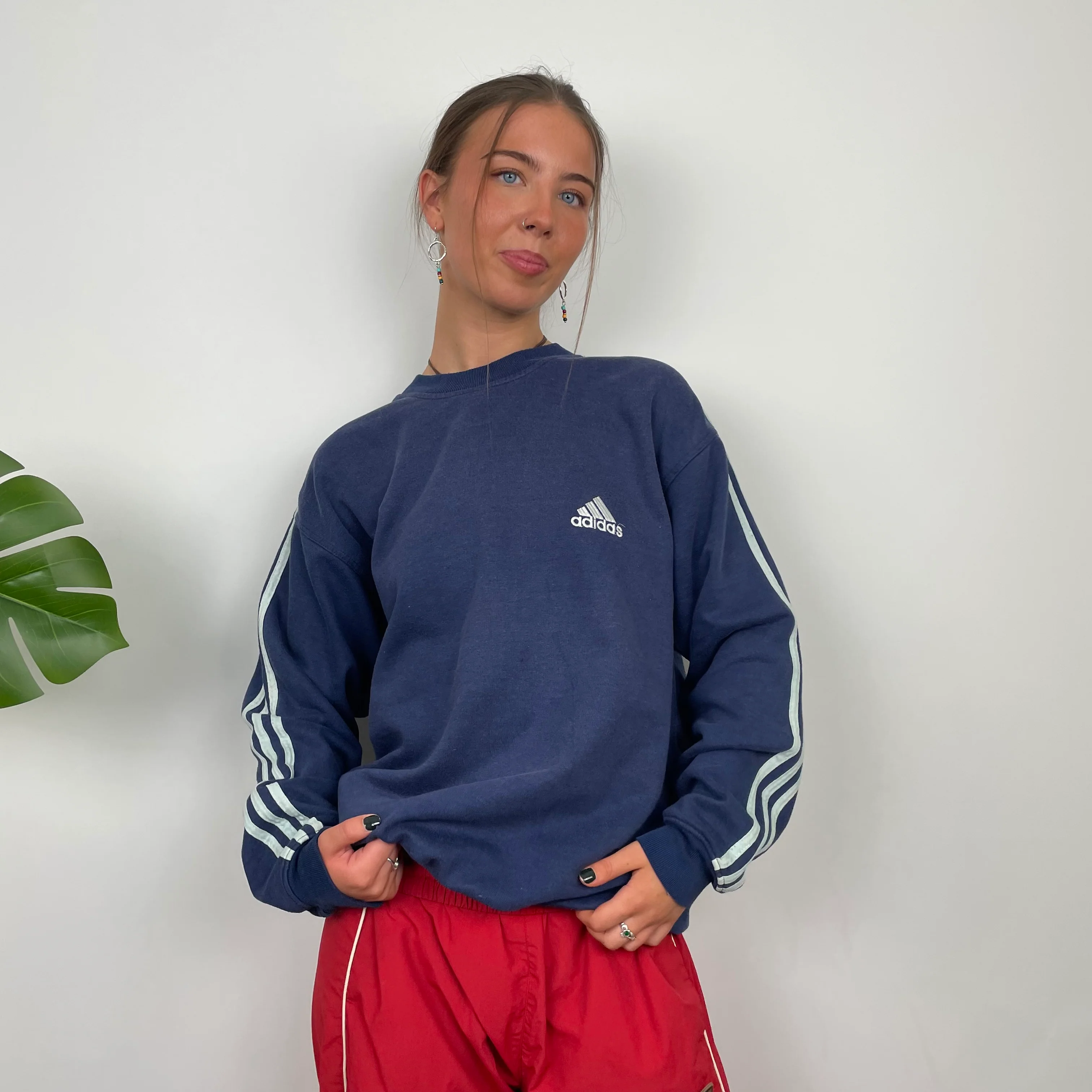 Adidas Navy Embroidered Spell Out Sweatshirt (L) - Image 7