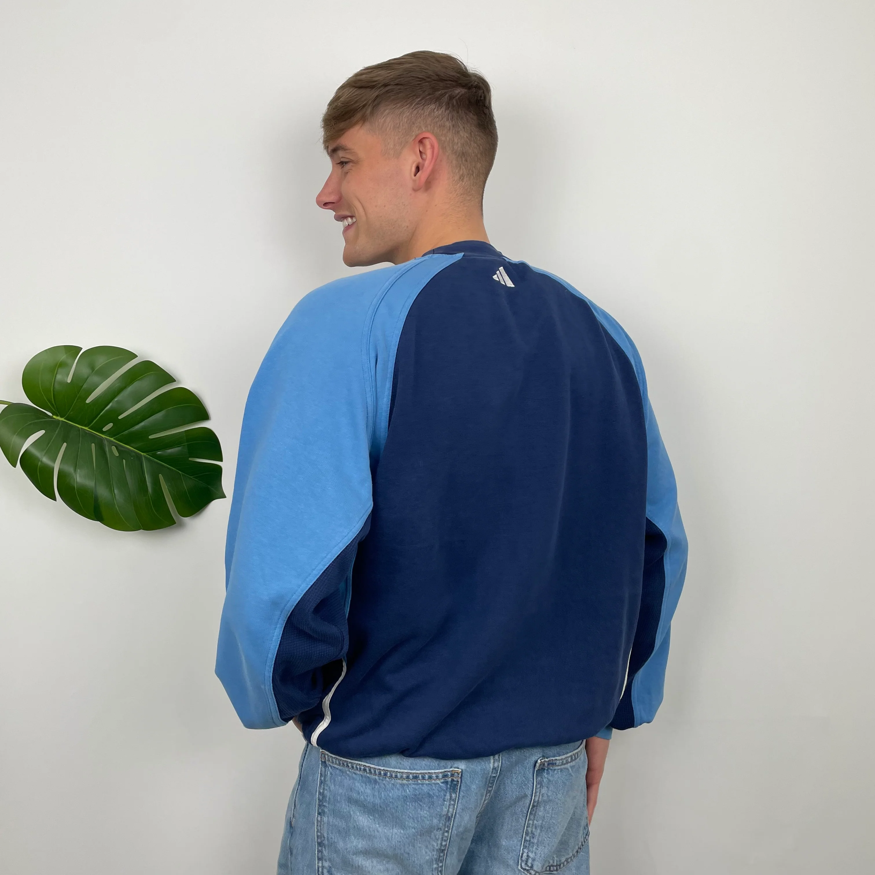 Adidas Navy Embroidered Spell Out Sweatshirt (M) - Image 8