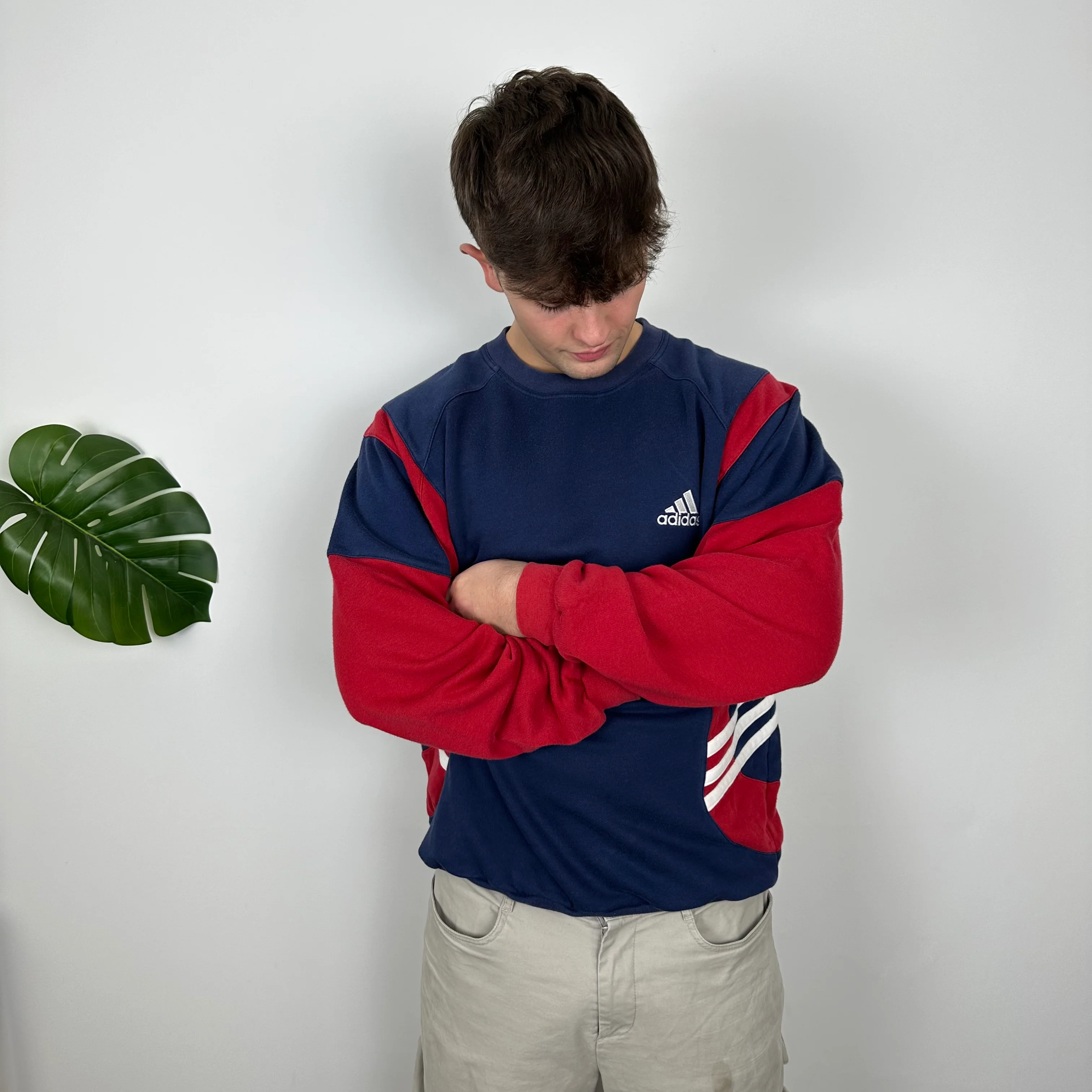 Adidas Navy Embroidered Spell Out Sweatshirt (L) - Image 4