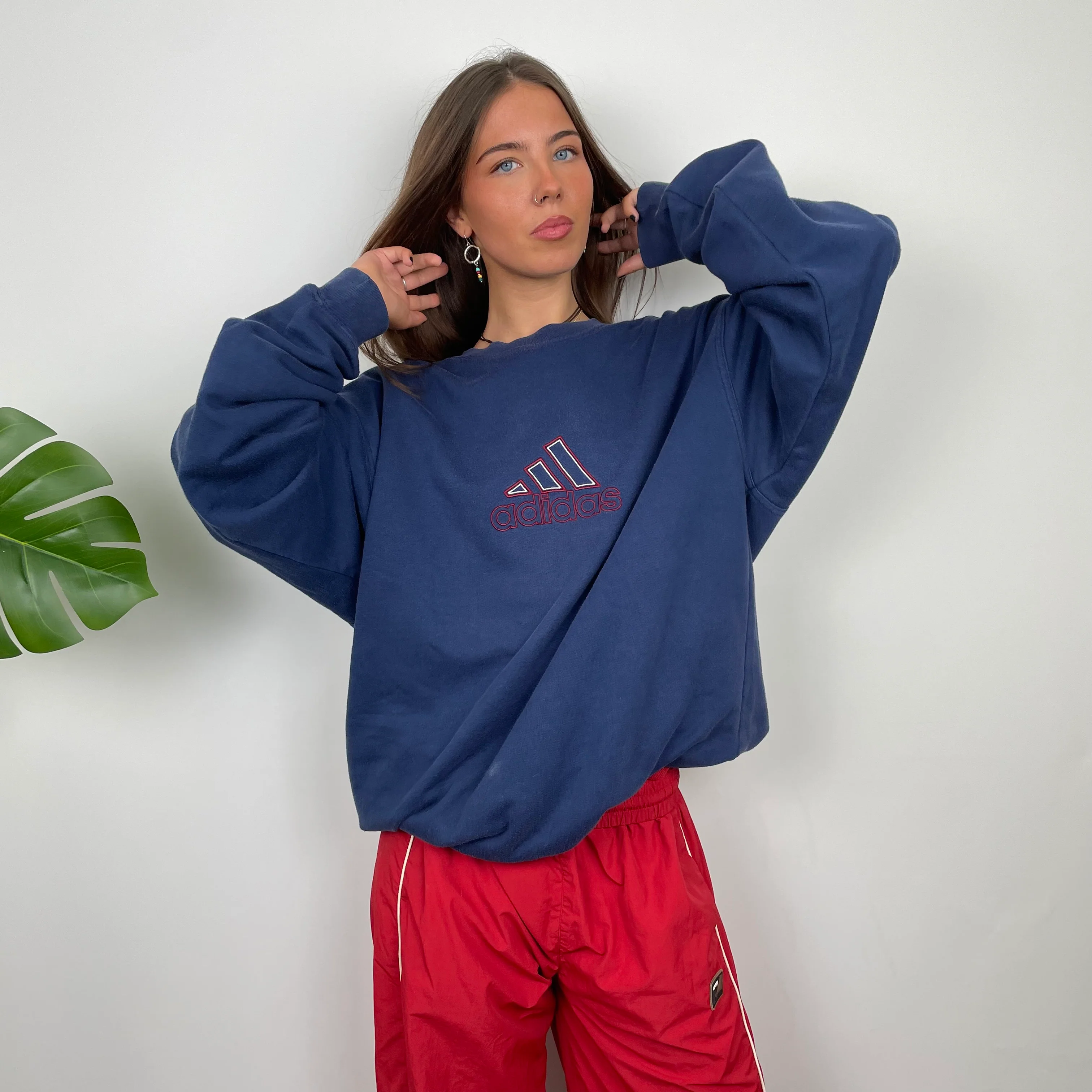 Adidas Navy Embroidered Spell Out Sweatshirt (XL) - Image 7