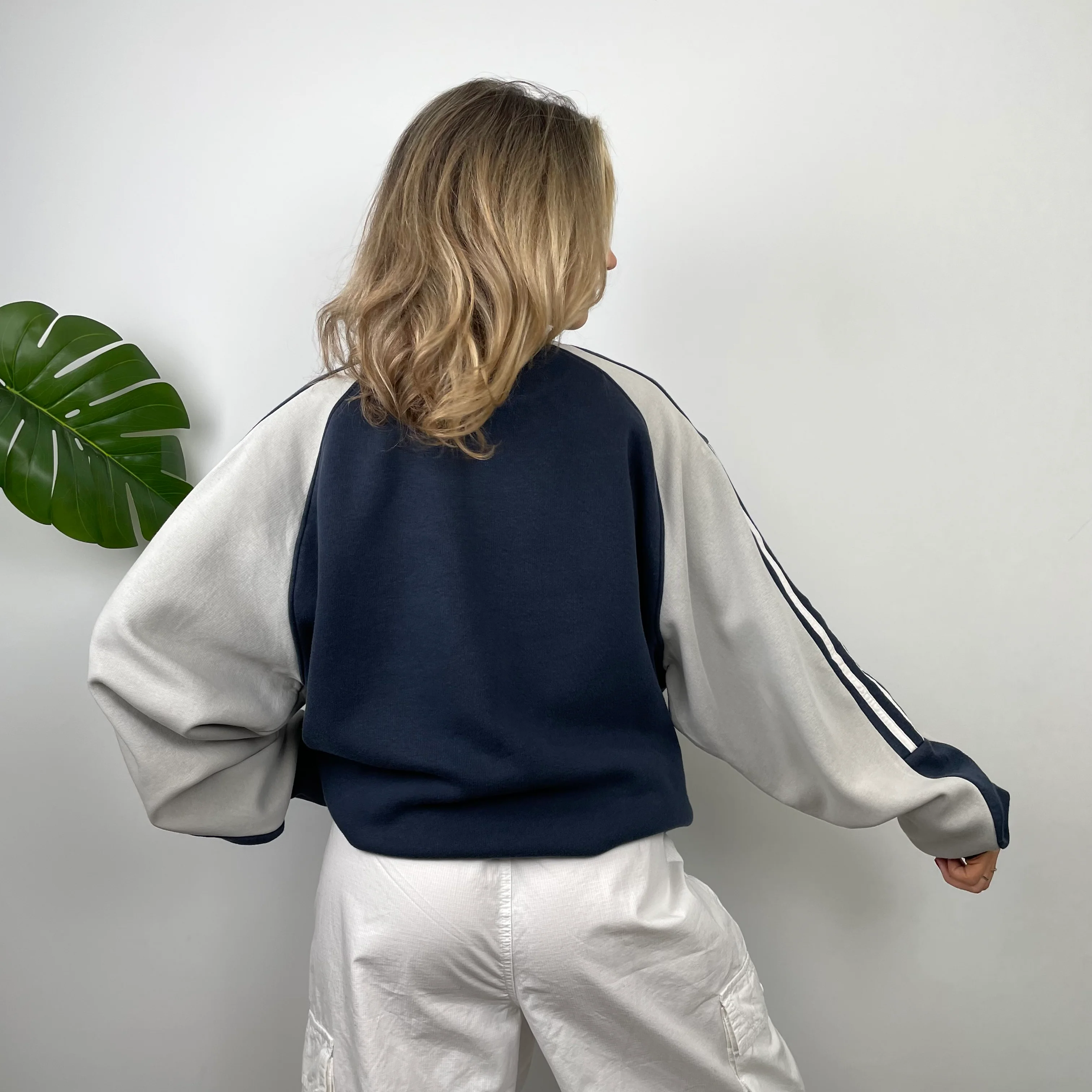 Adidas Navy Embroidered Spell Out Sweatshirt (XL) - Image 6