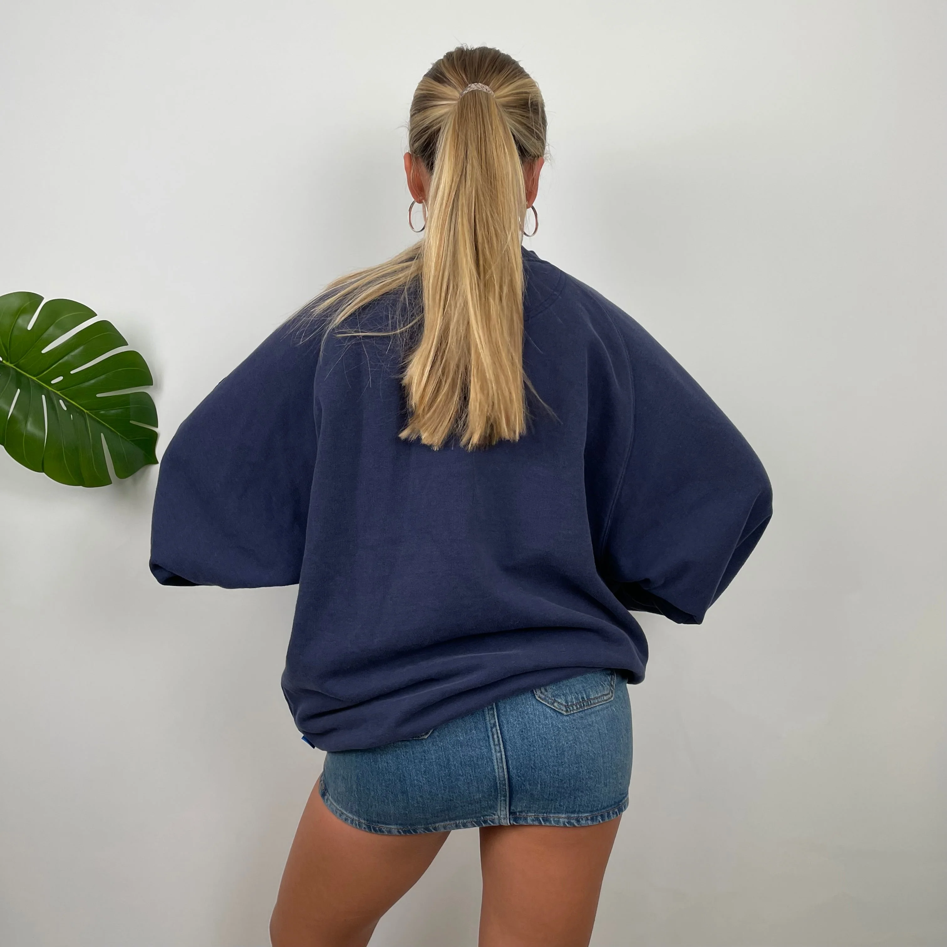 Adidas Navy Embroidered Spell Out Sweatshirt (XL) - Image 5