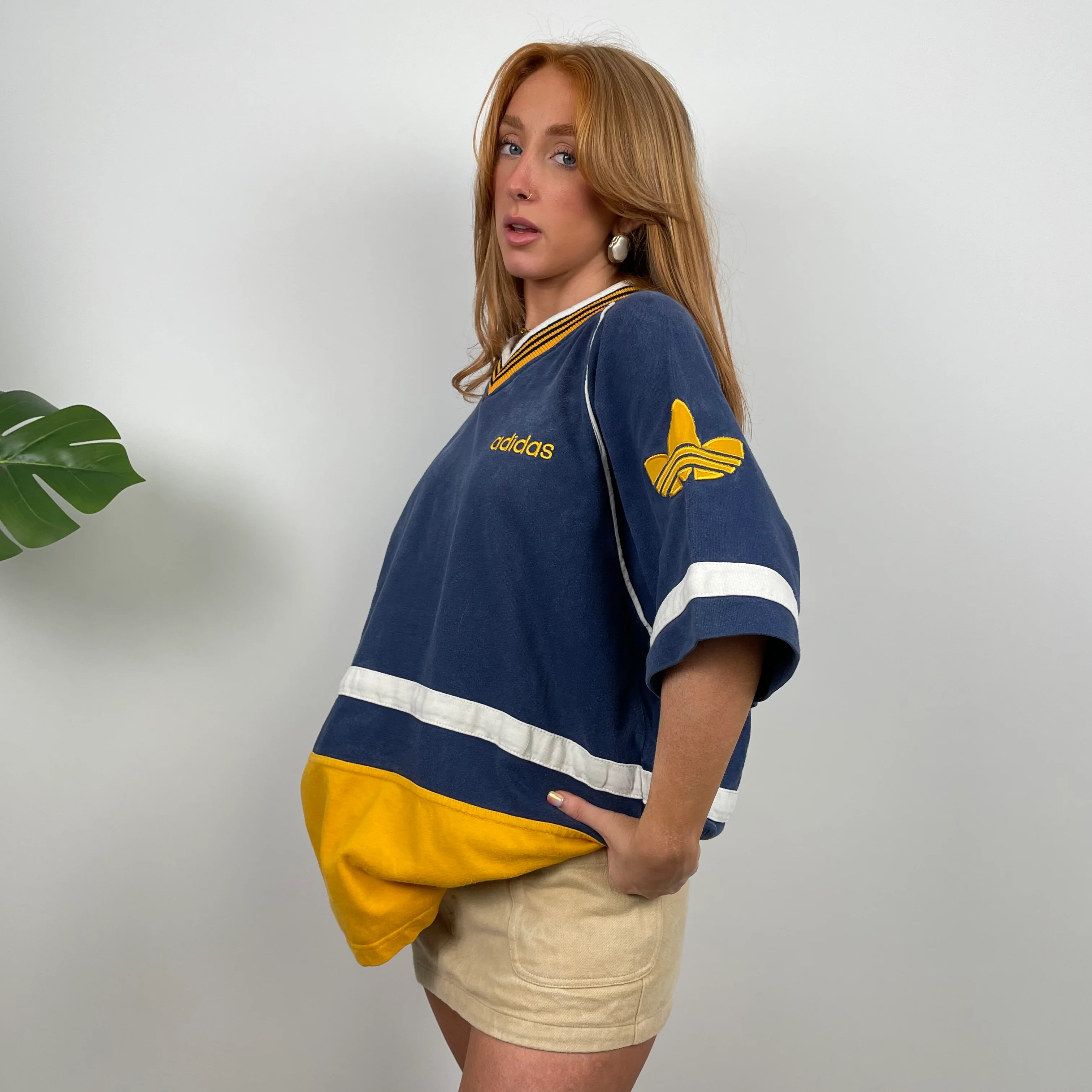 Adidas Navy Embroidered Spell Out T Shirt (M) - Image 3