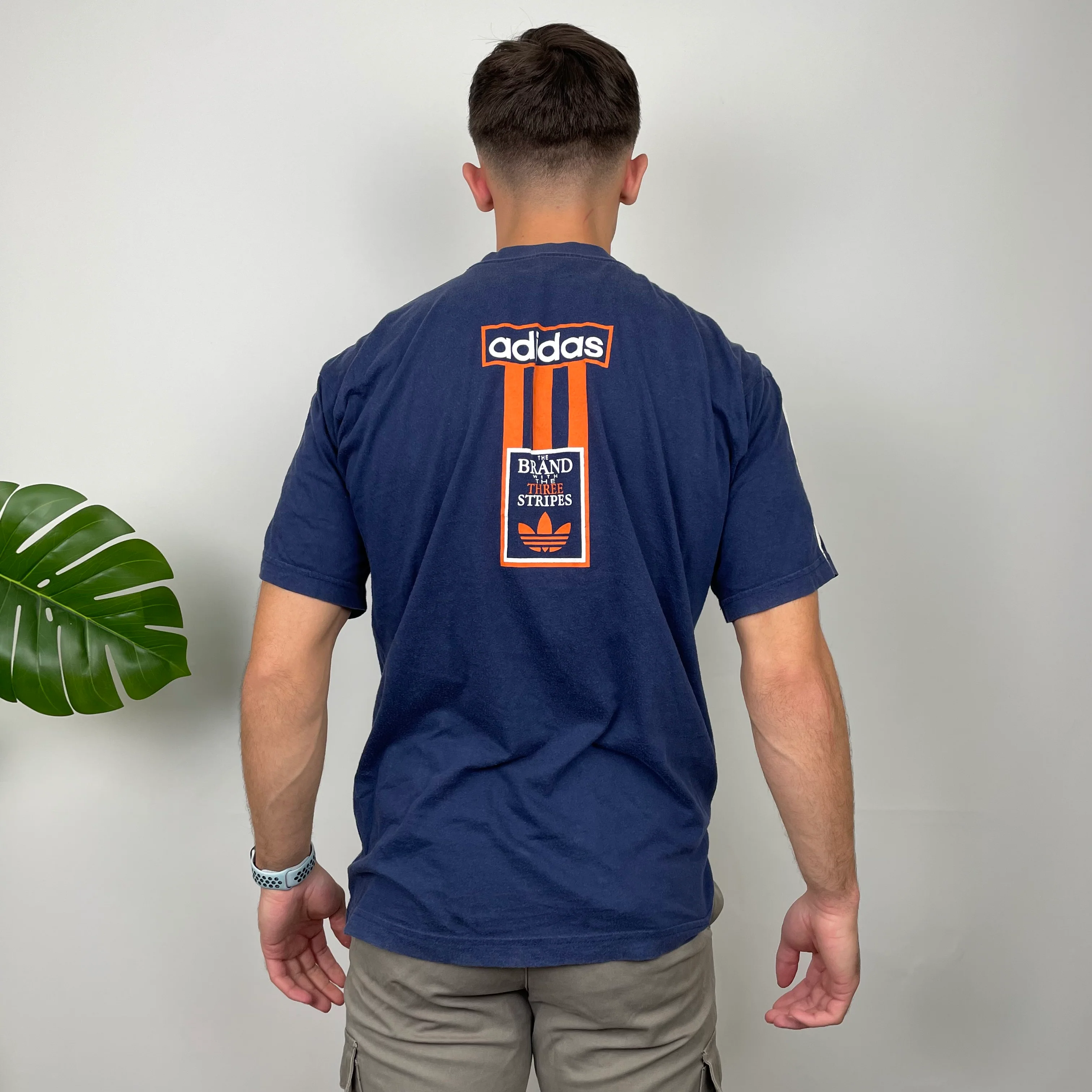 Adidas Navy Embroidered Spell Out T Shirt (M) - Image 3