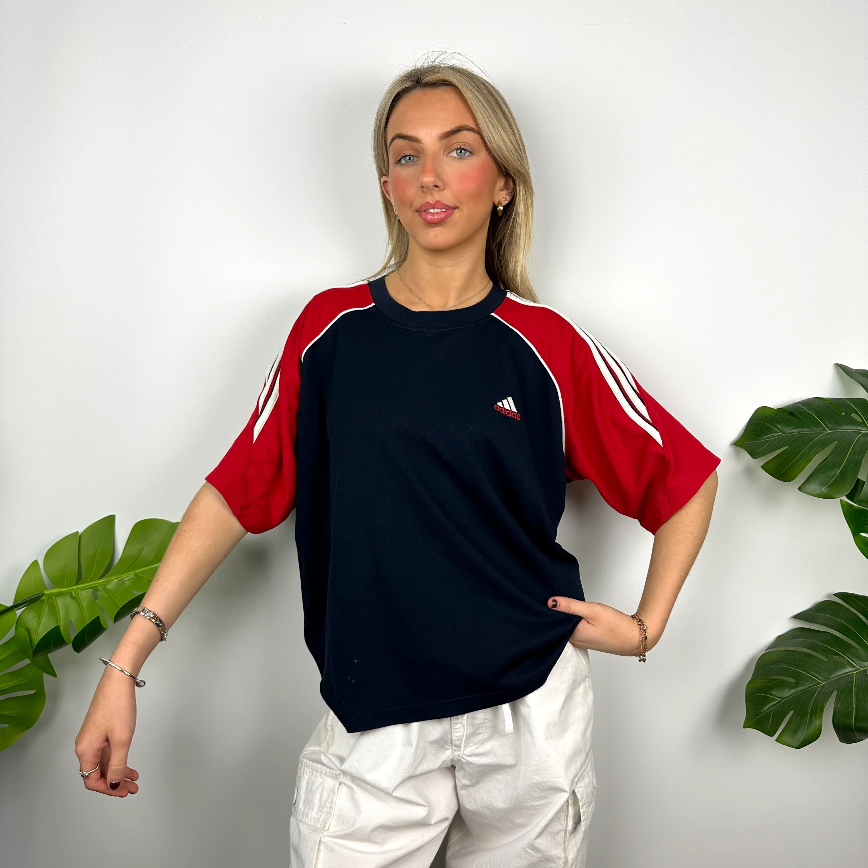 Adidas Navy Embroidered Spell Out T Shirt (M) - Image 6