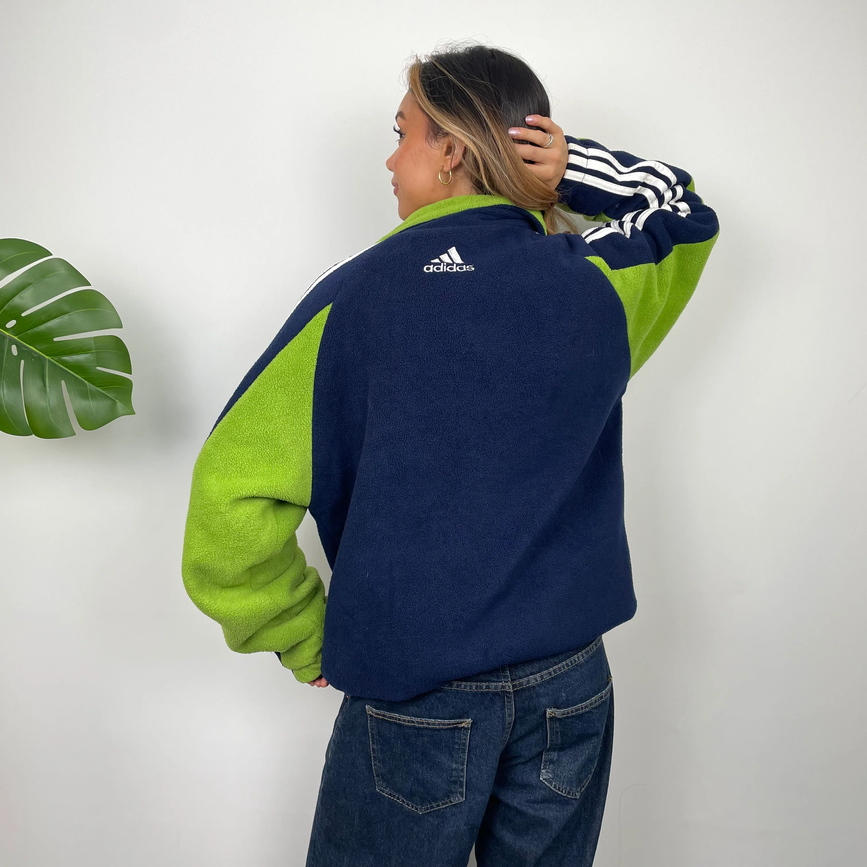 Adidas Navy Embroidered Spell Out Teddy Bear Fleece Zip Up Jacket (L) - Image 7