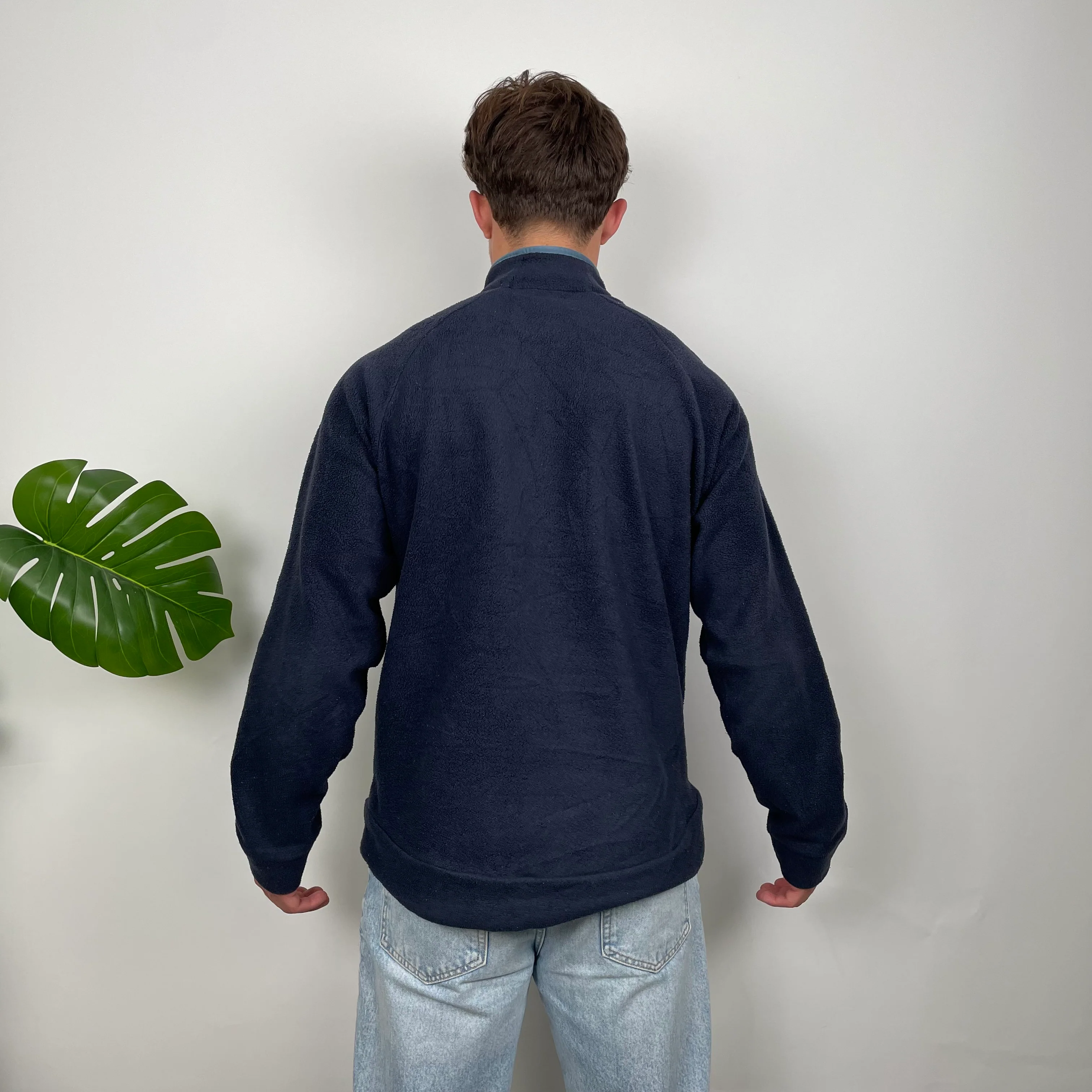 Adidas Navy Embroidered Spell Out Teddy Bear Fleece Quarter Zip Sweatshirt (M) - Image 4