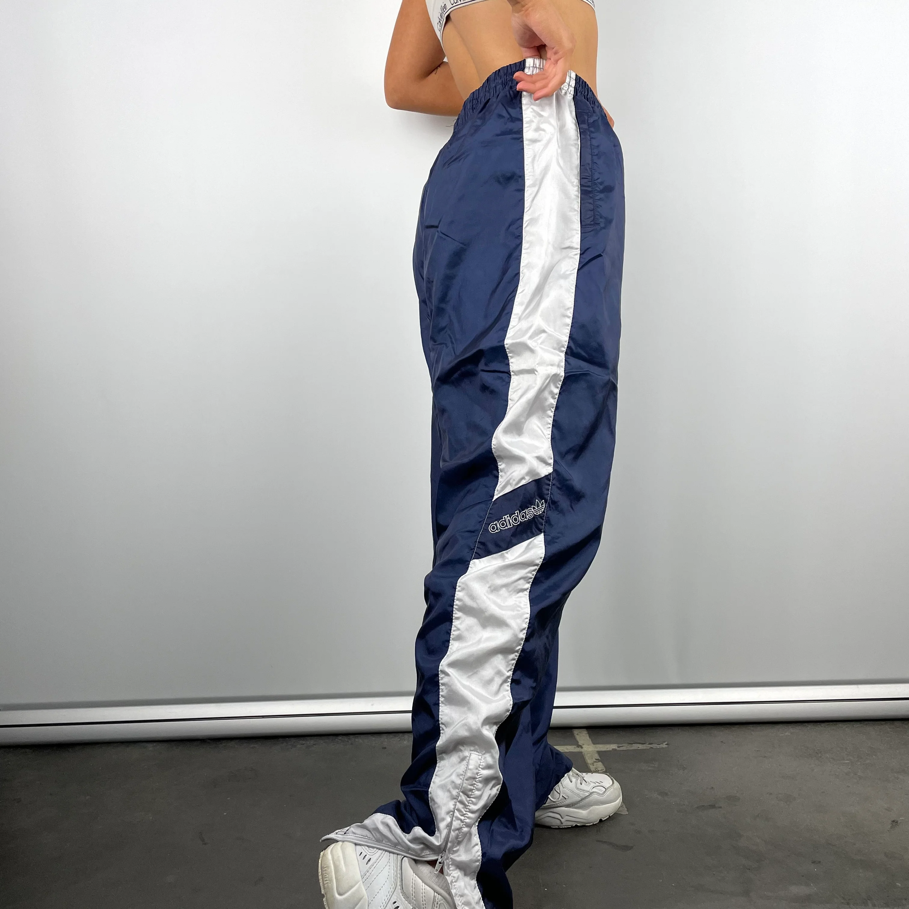 Adidas Navy Embroidered Spell Out Track Pants (L) - Image 10