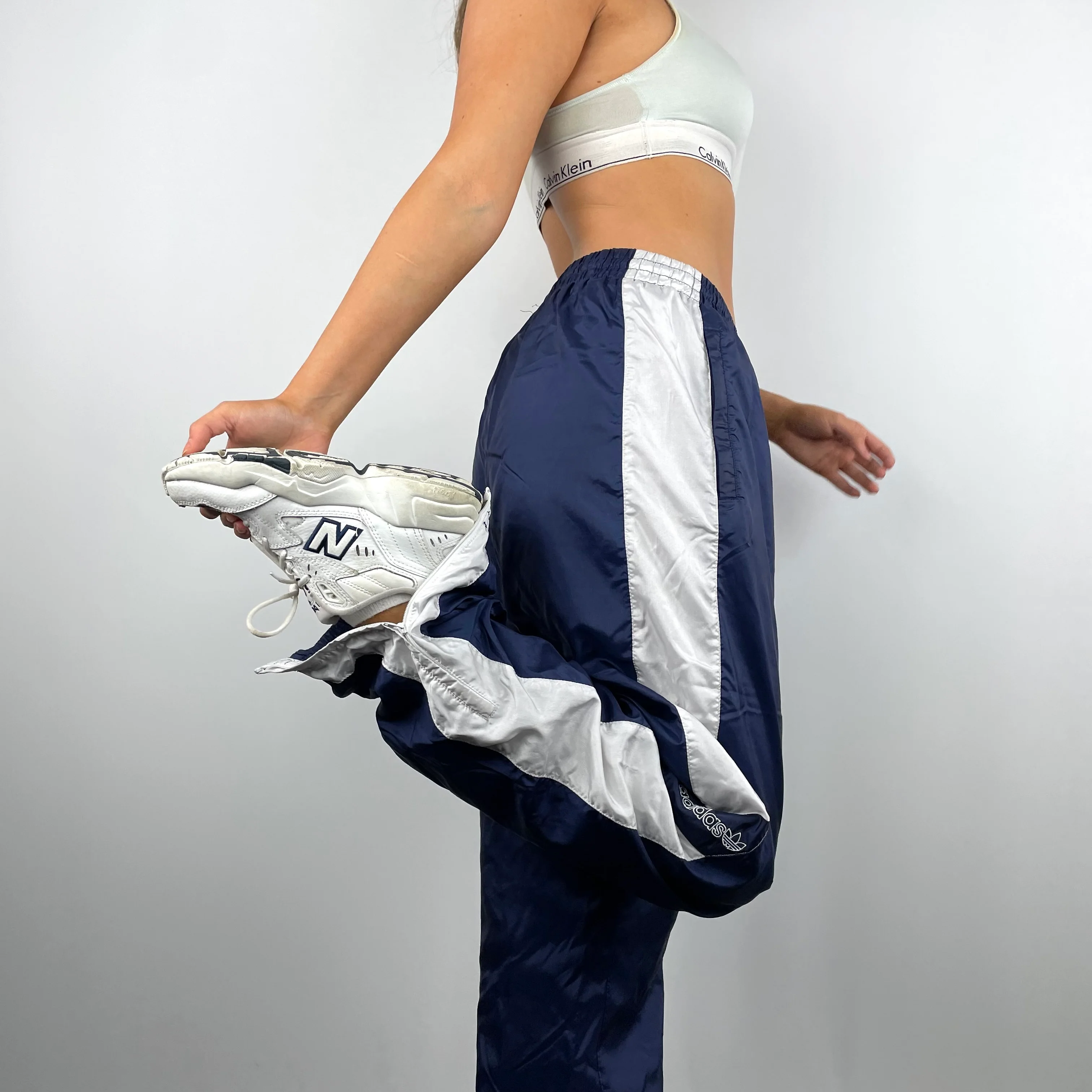 Adidas Navy Embroidered Spell Out Track Pants (L) - Image 4