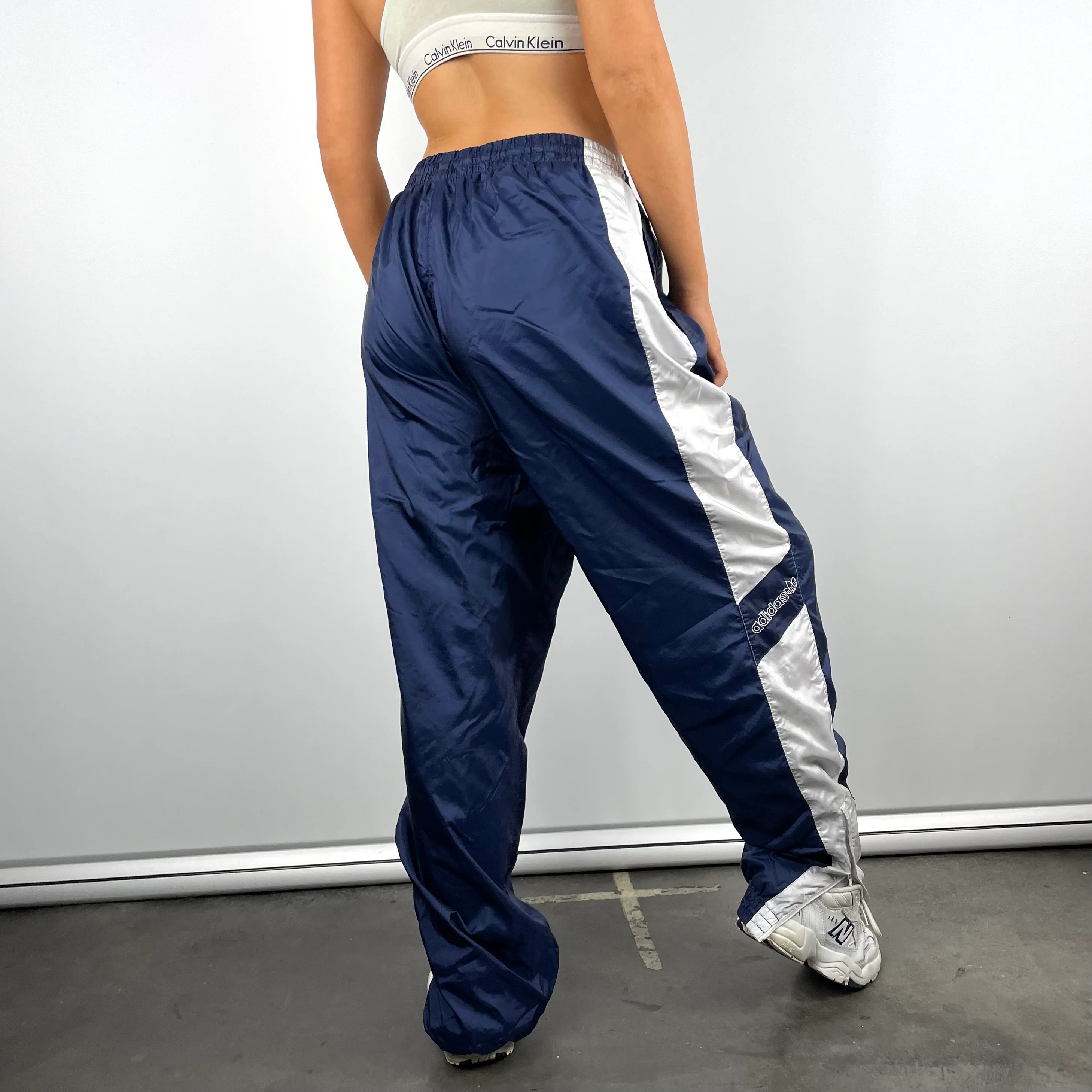 Adidas Navy Embroidered Spell Out Track Pants (L) - Image 5
