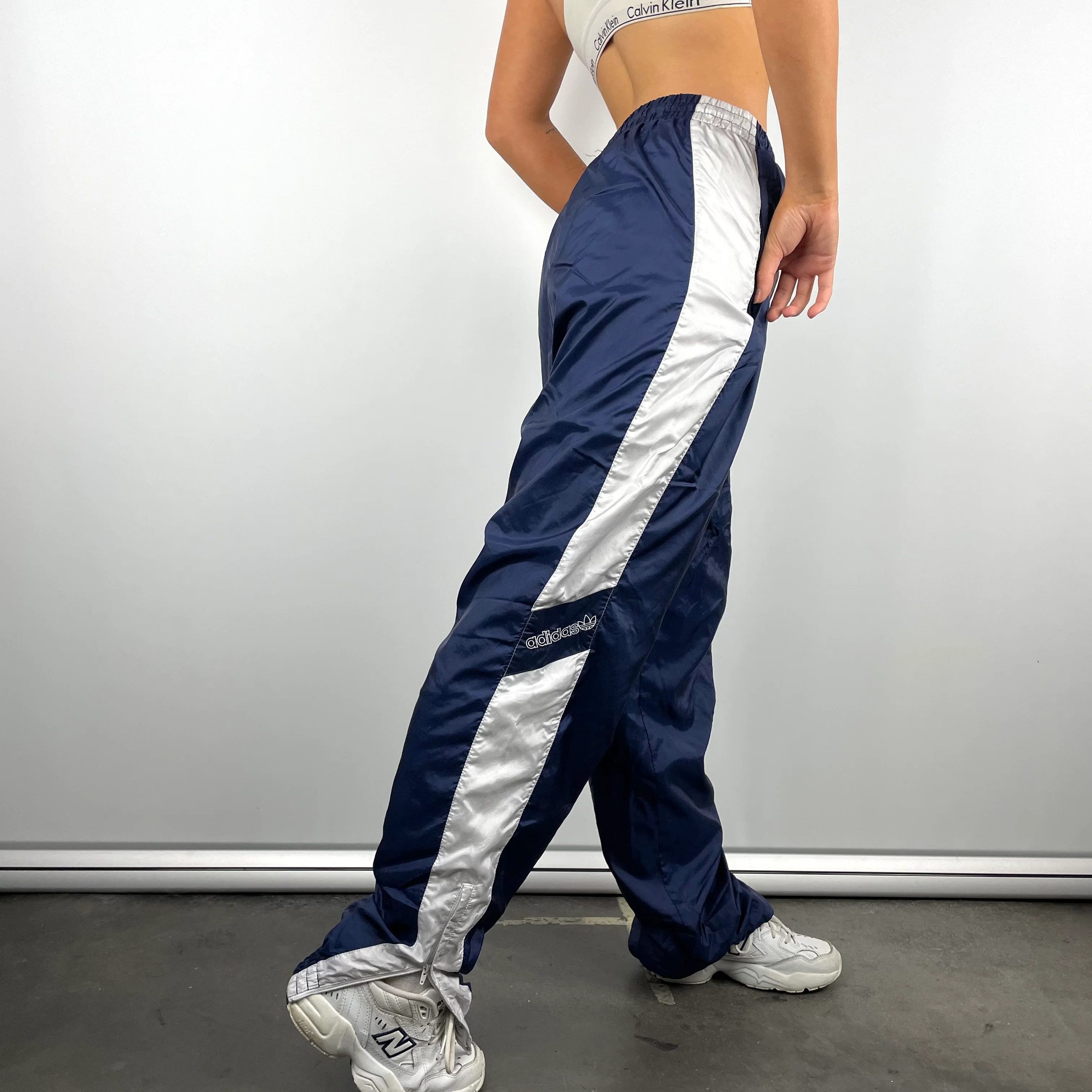 Adidas Navy Embroidered Spell Out Track Pants (L) - Image 6