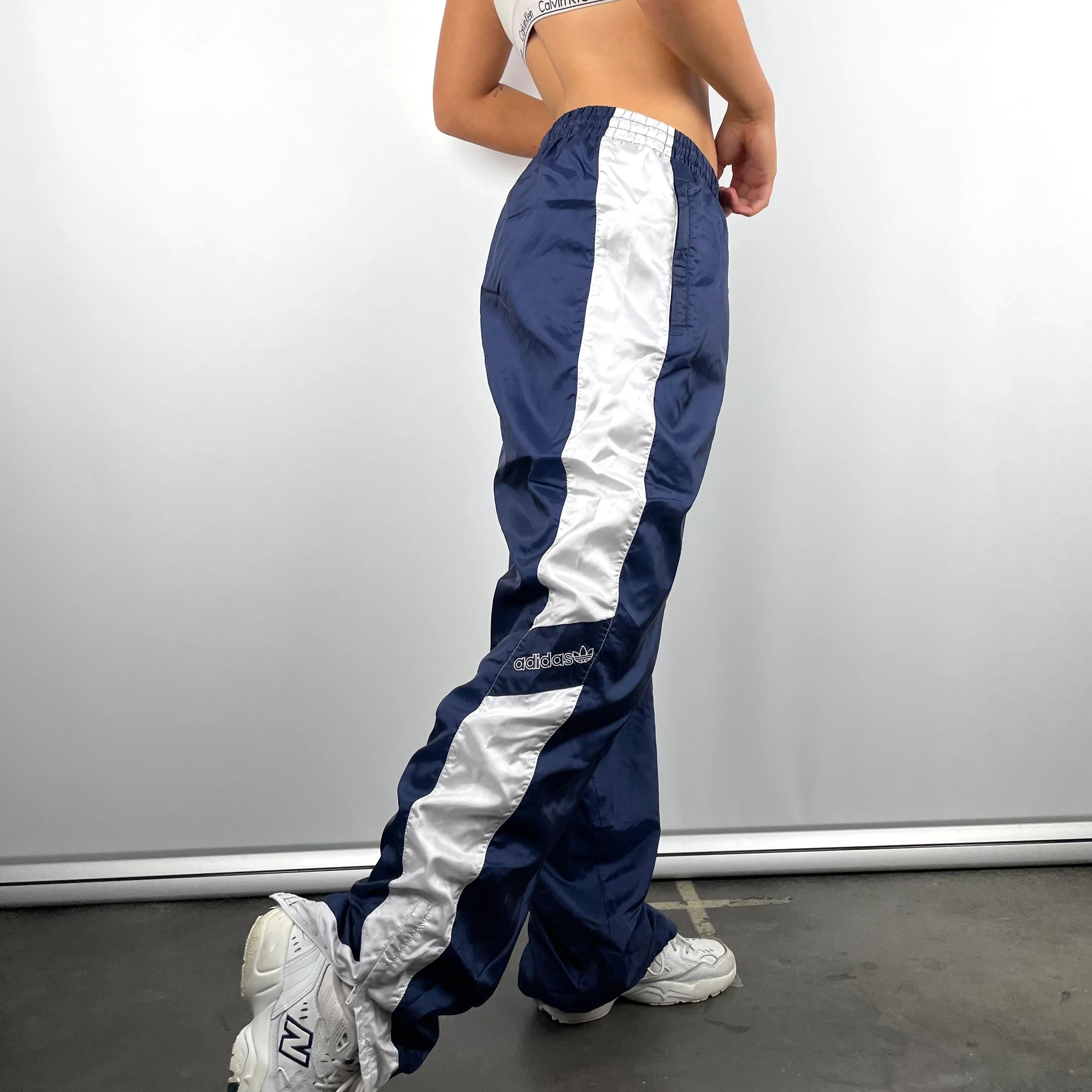 Adidas Navy Embroidered Spell Out Track Pants (L) - Image 7