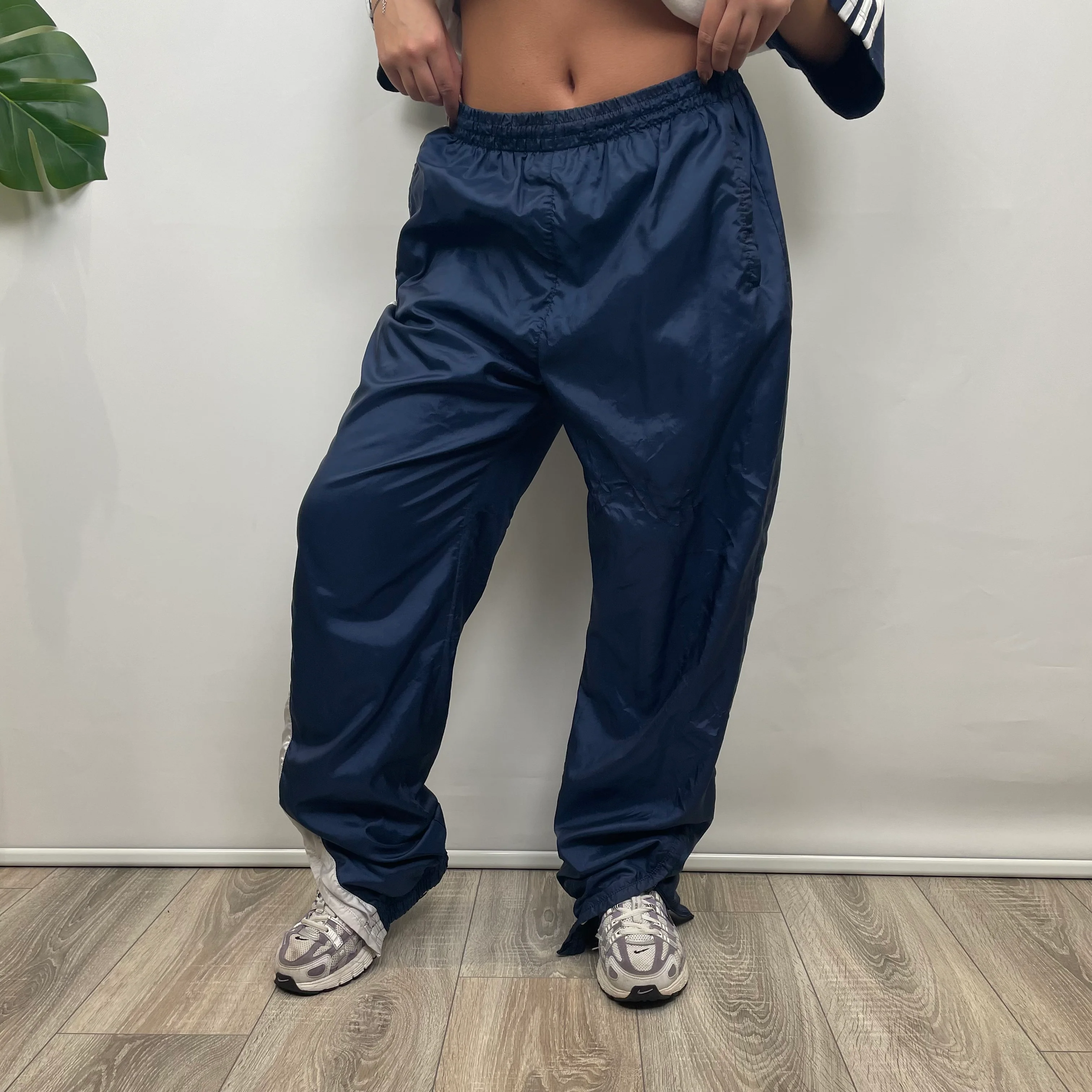 Adidas Navy Embroidered Spell Out Track Pants (L) - Image 3
