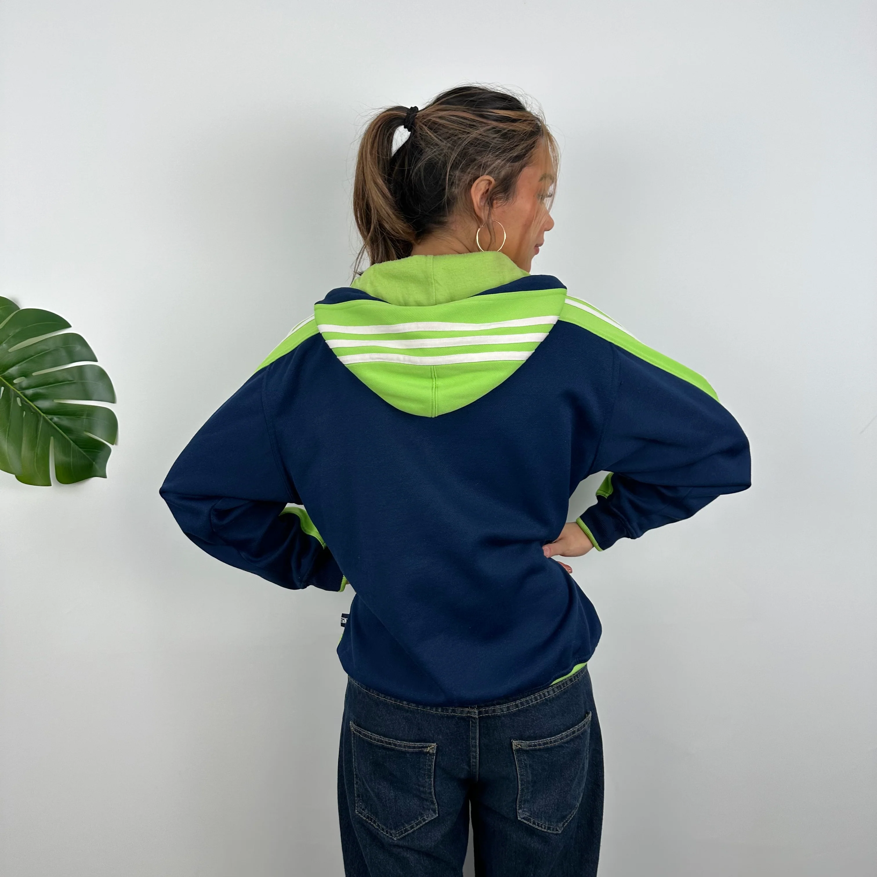 Adidas Navy Embroidered Spell Out Zip Up Hoodie Jacket (M) - Image 8