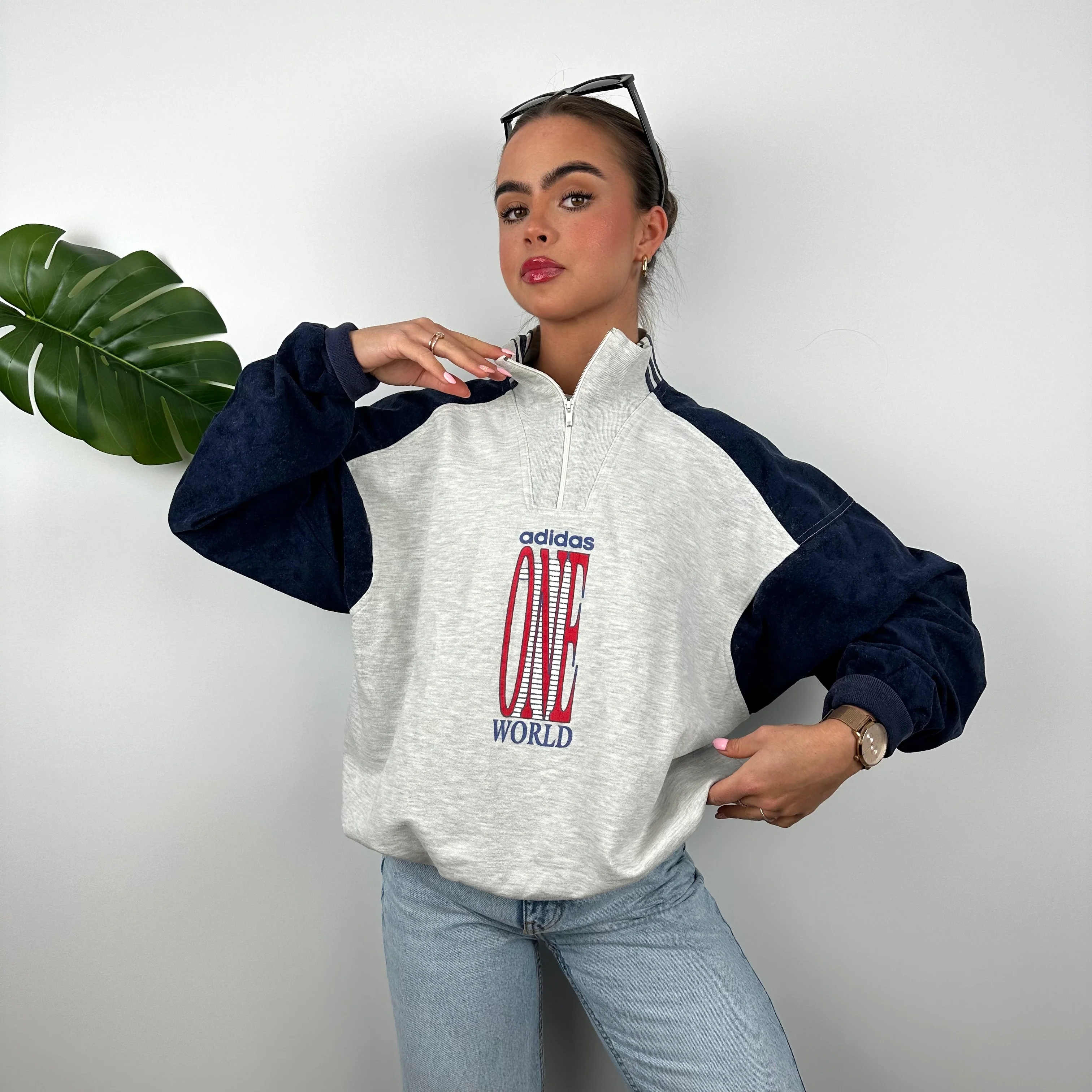 Adidas One World RARE Spell Out Quarter Zip Sweatshirt (M)