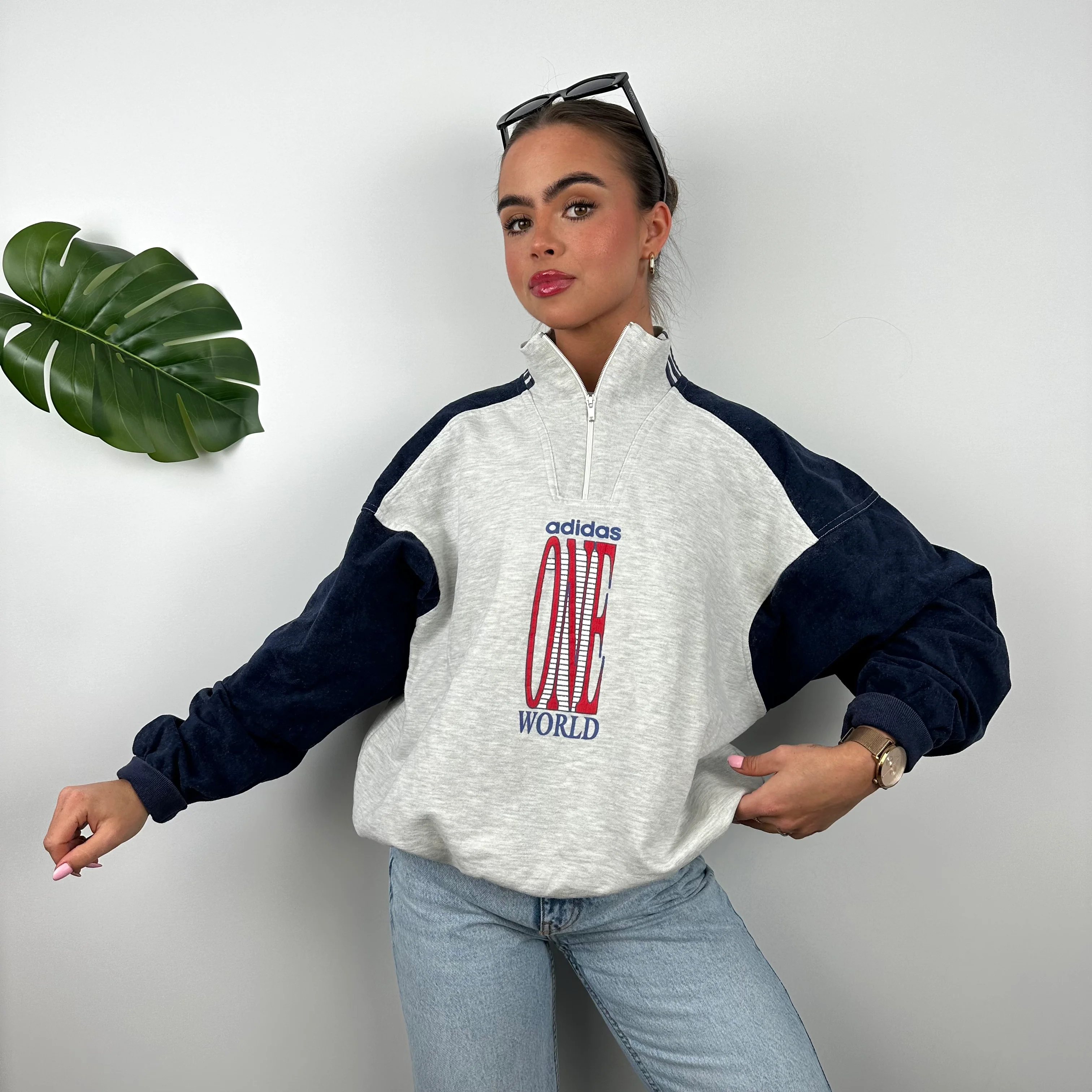 Adidas One World RARE Spell Out Quarter Zip Sweatshirt (M) - Image 6