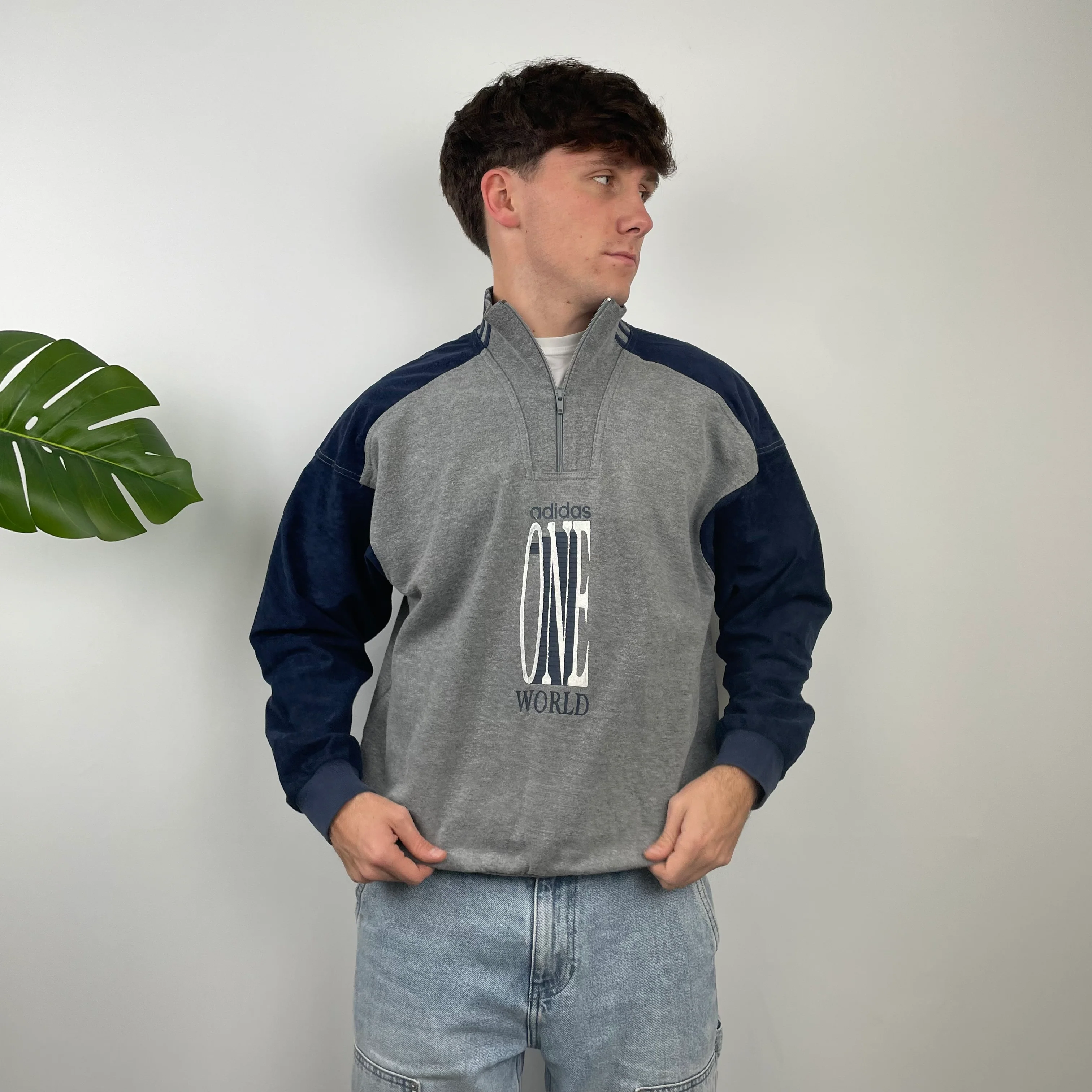 Adidas One World RARE Spell Out Quarter Zip Sweatshirt (M) - Image 3