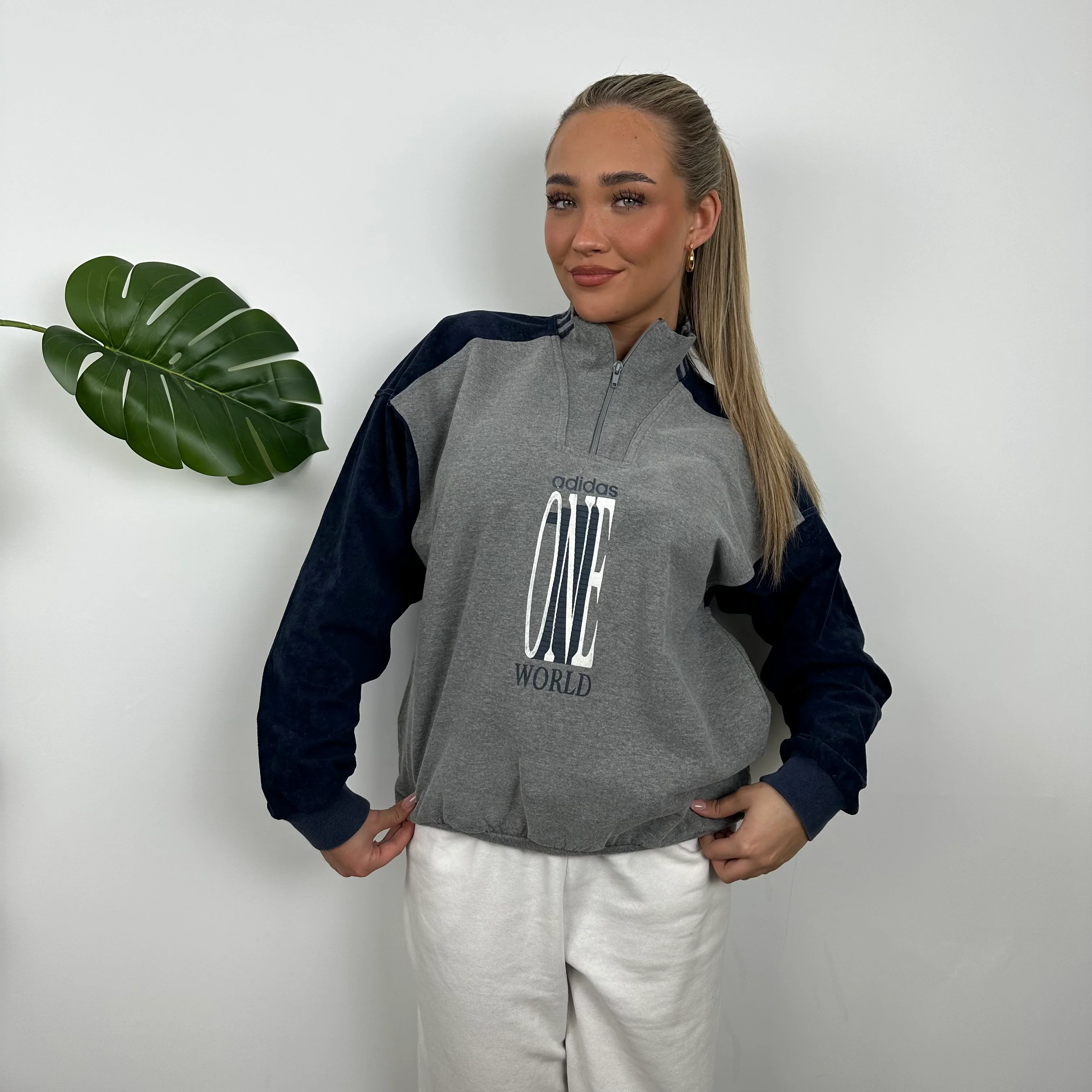 Adidas One World RARE Spell Out Quarter Zip Sweatshirt (M) - Image 4