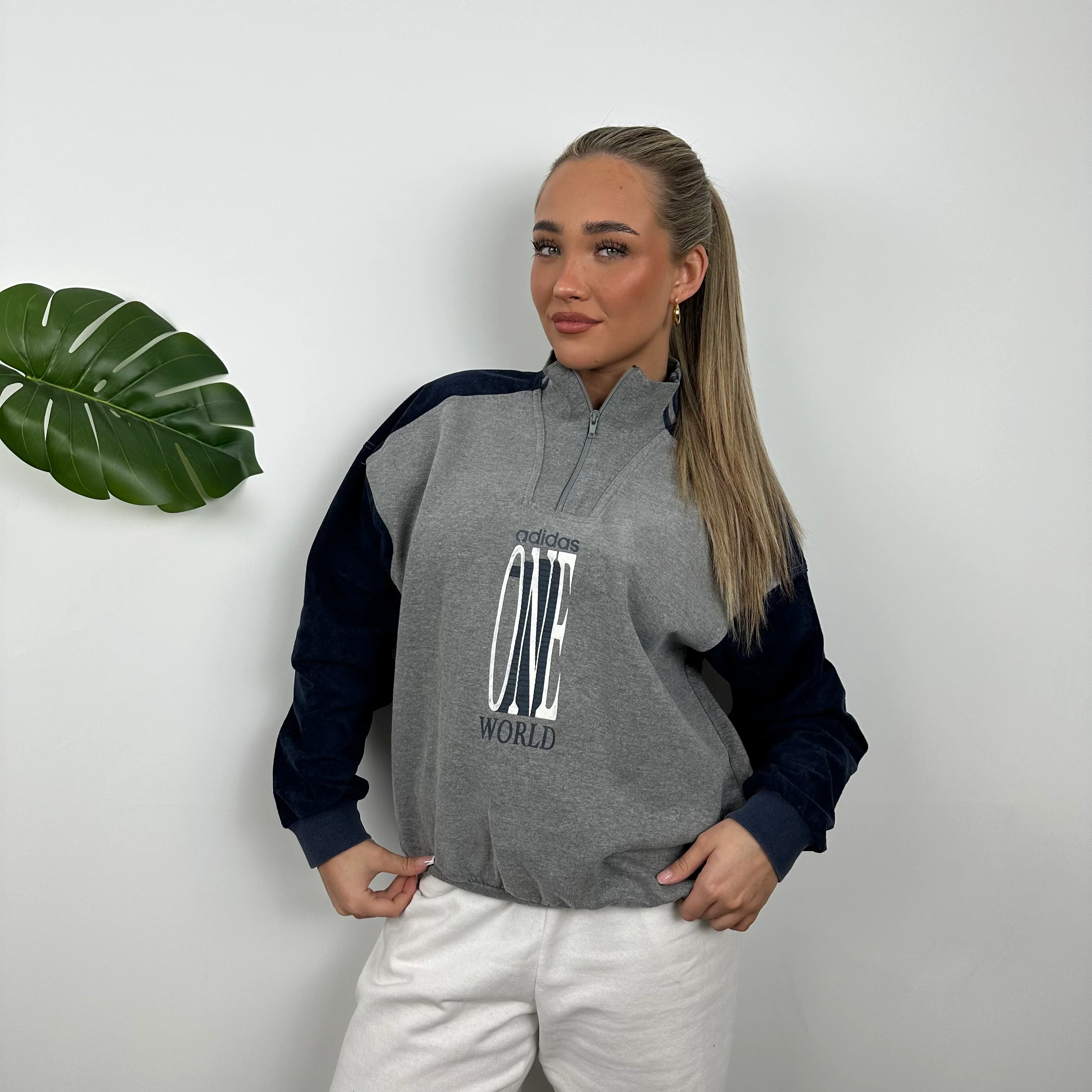 Adidas One World RARE Spell Out Quarter Zip Sweatshirt (M) - Image 5