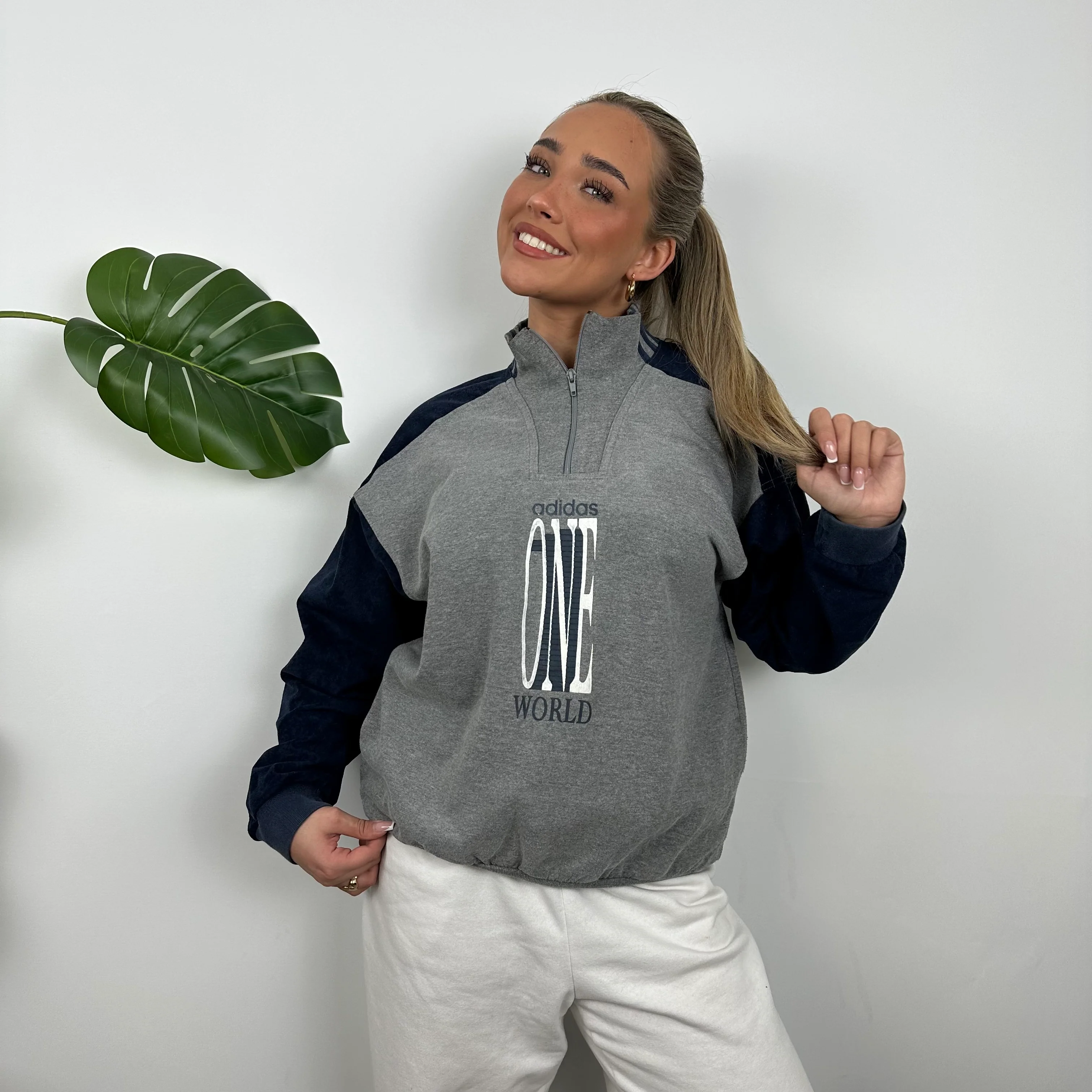 Adidas One World RARE Spell Out Quarter Zip Sweatshirt (M) - Image 7