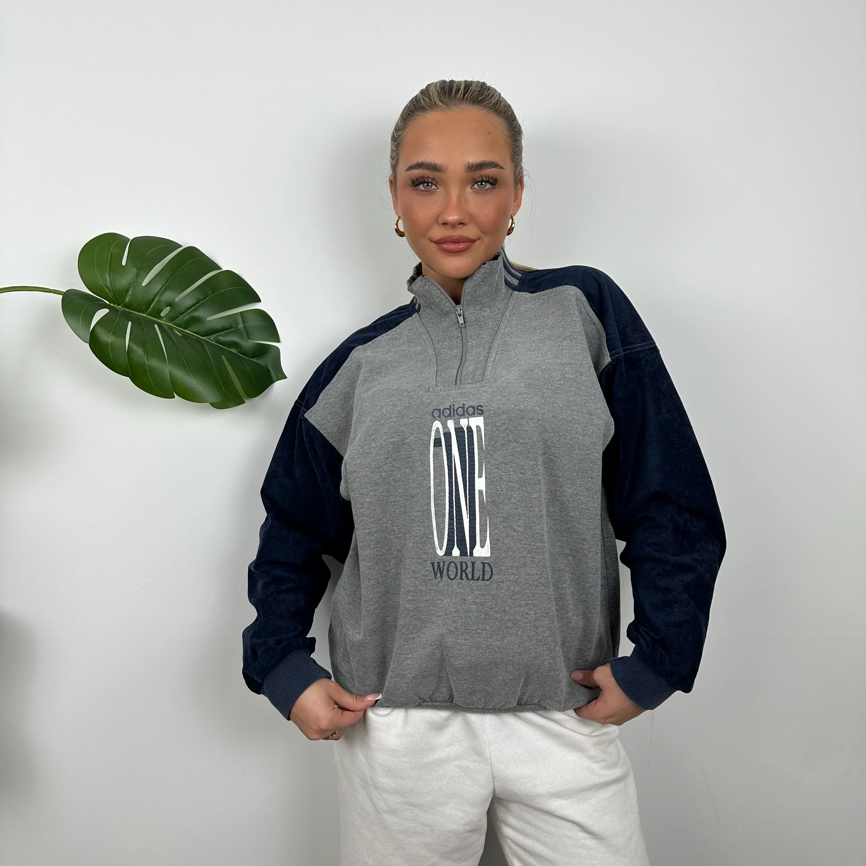 Adidas One World RARE Spell Out Quarter Zip Sweatshirt (M) - Image 8