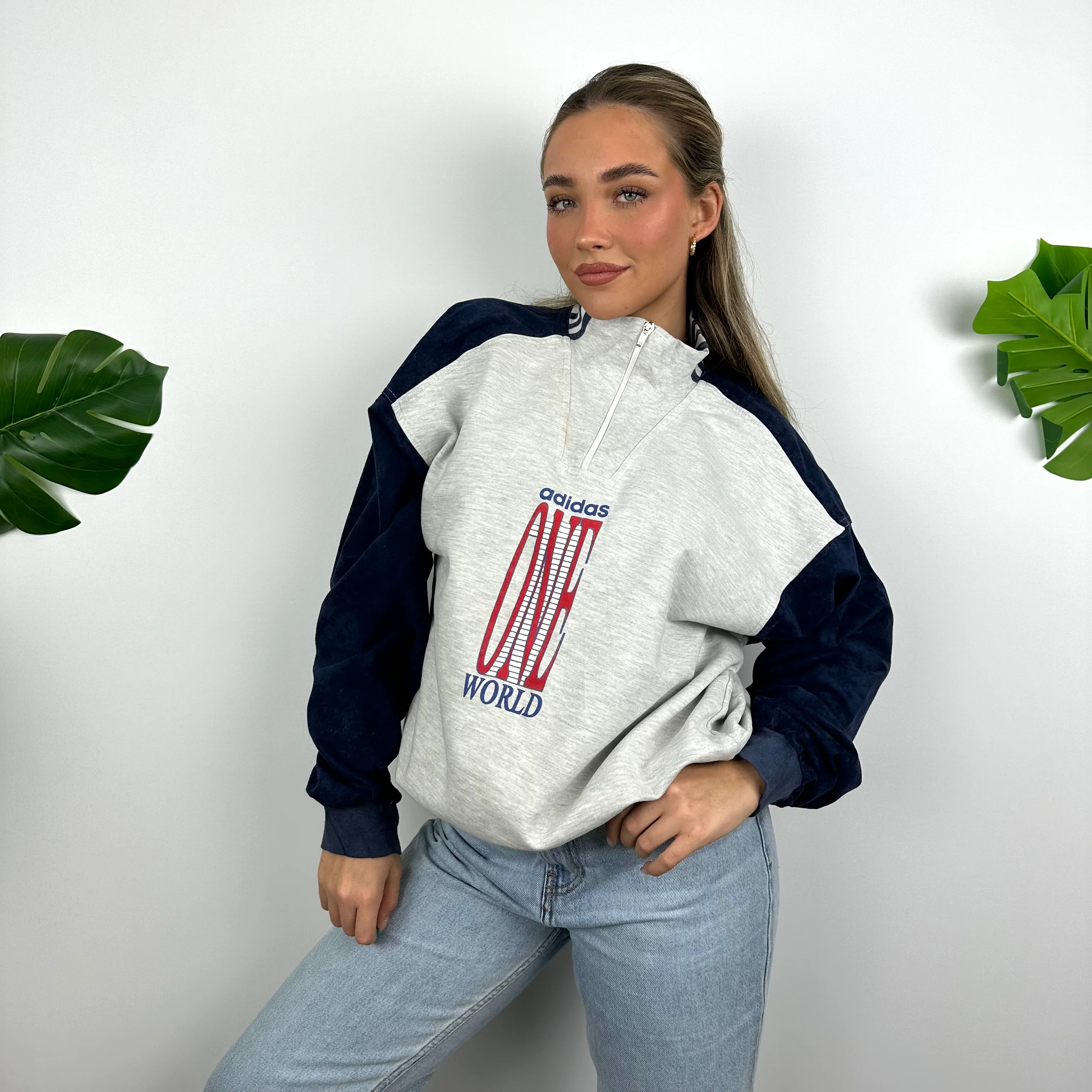 Adidas One World RARE Spell Out Quarter Zip Sweatshirt (M) - Image 4